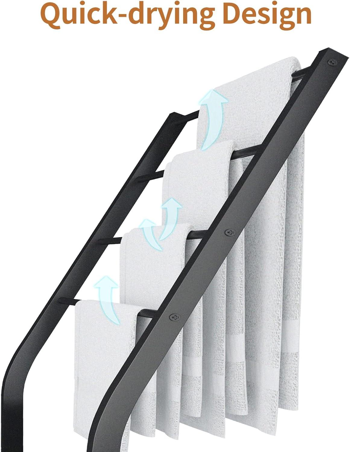 Black Metal 4-Tier Freestanding Towel Rack