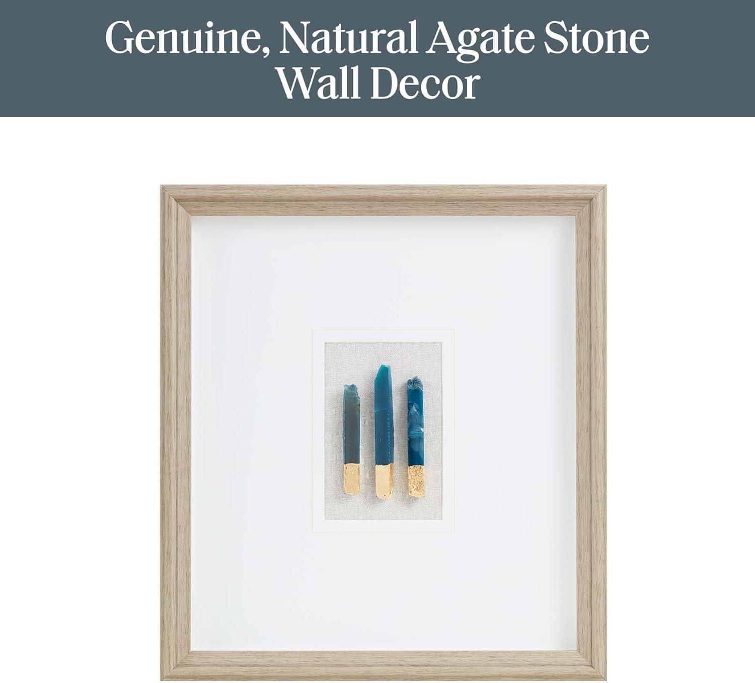 Martha Stewart 17.75"x19.75" Staggered Stones Natural Agate Double Mat Shadow Box Wall Decor