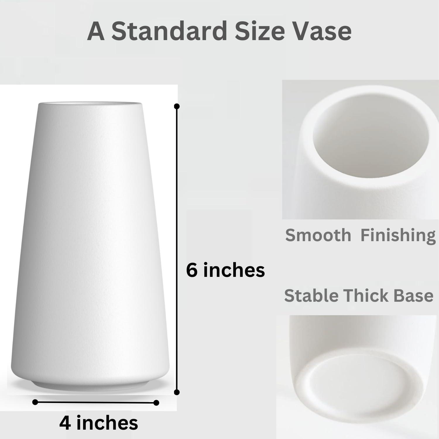 Premium Quality White Ceramic Vase | Modern Farmhouse bohemian Pampas Grass Flowers Bouquet for Home Décor, Desk Aesthetic Room Decor, White