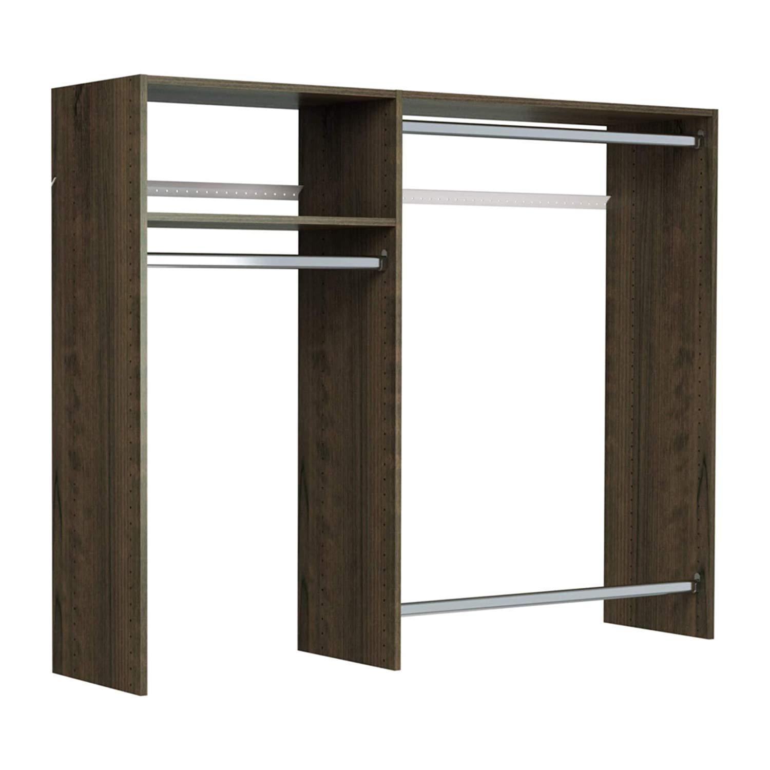 Easy Track Hanging Closet Organizer Rack, Brown