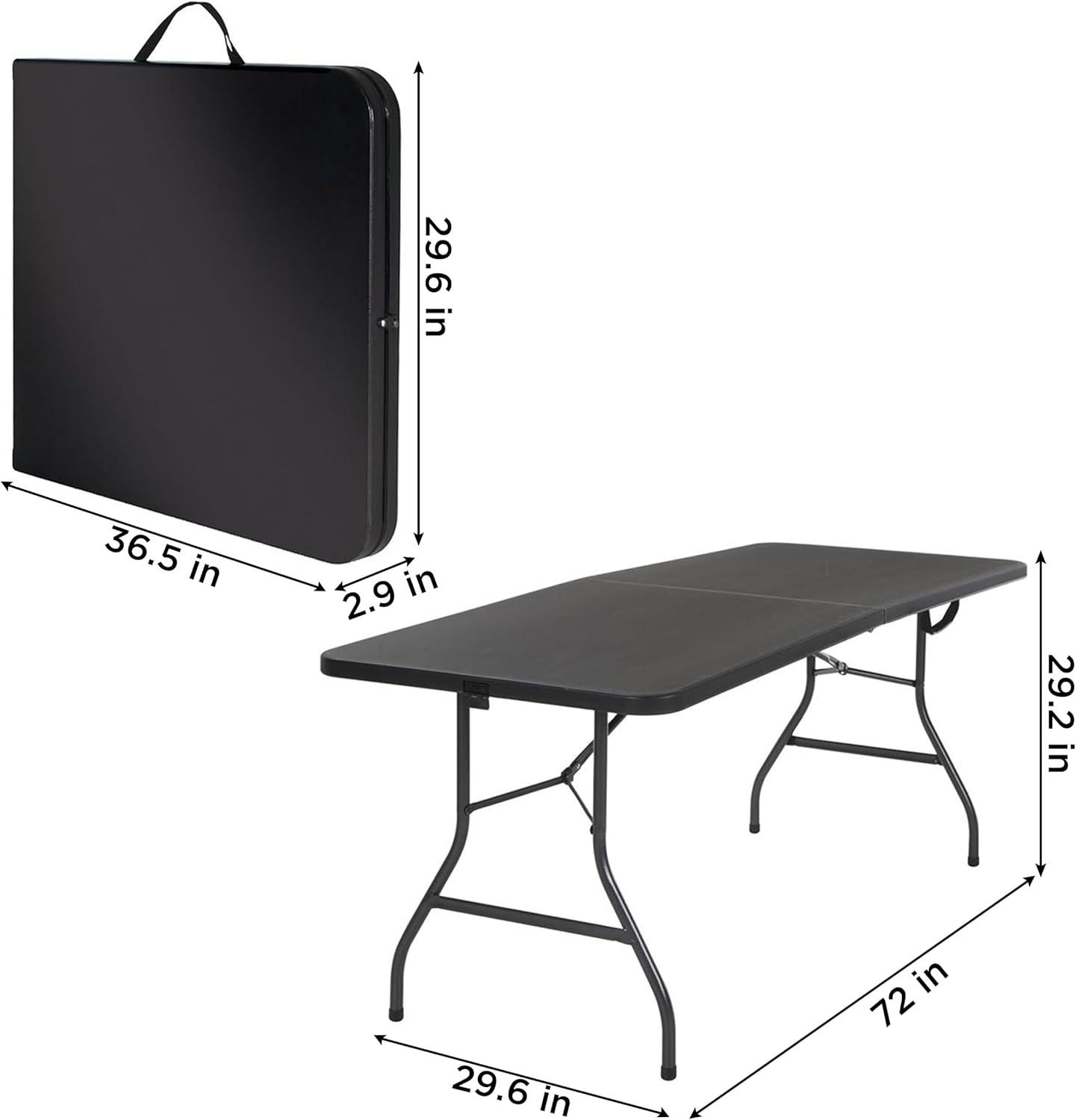 COSCO 6 ft. Fold-in-Half Banquet Table w/Handle, Black