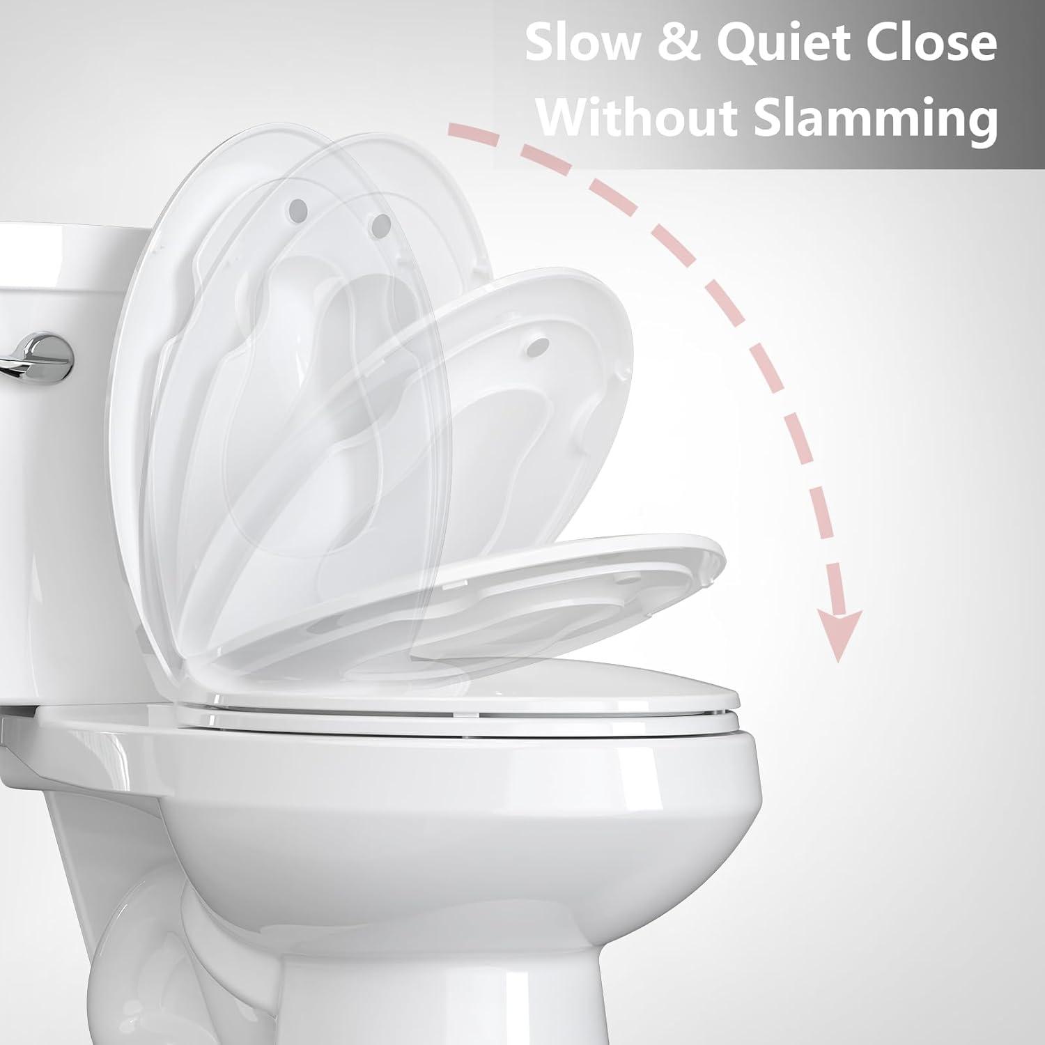 Danolapsi Elongated Toilet Seat with Built in Potty Training Seat,Quiet-Close Lid and Seat,Never Loosen,Potty Training Toilet Seat for Toddlers,Quick-Attach Hardware,Fits both Adult and Child