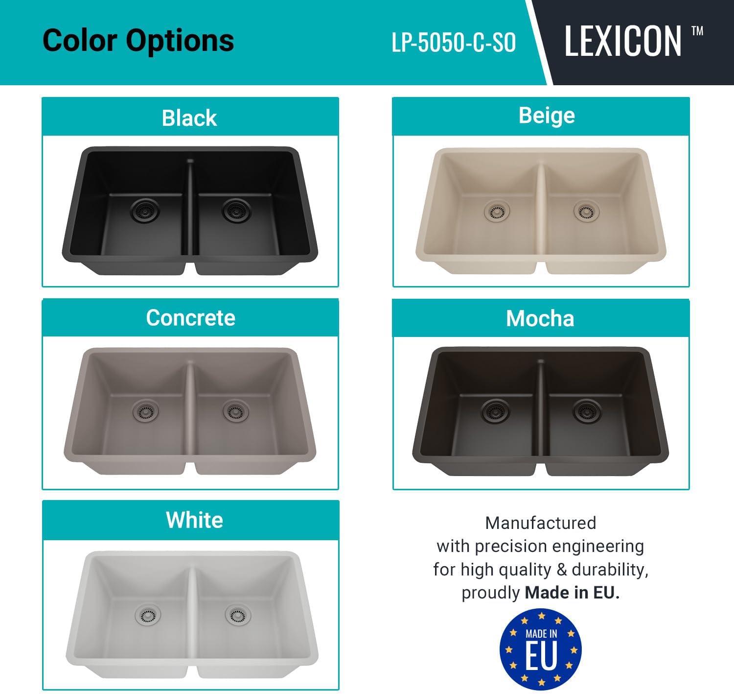 Lexicon Double Bowl Drop-in Stone Kitchen Sink, 32" x 19"