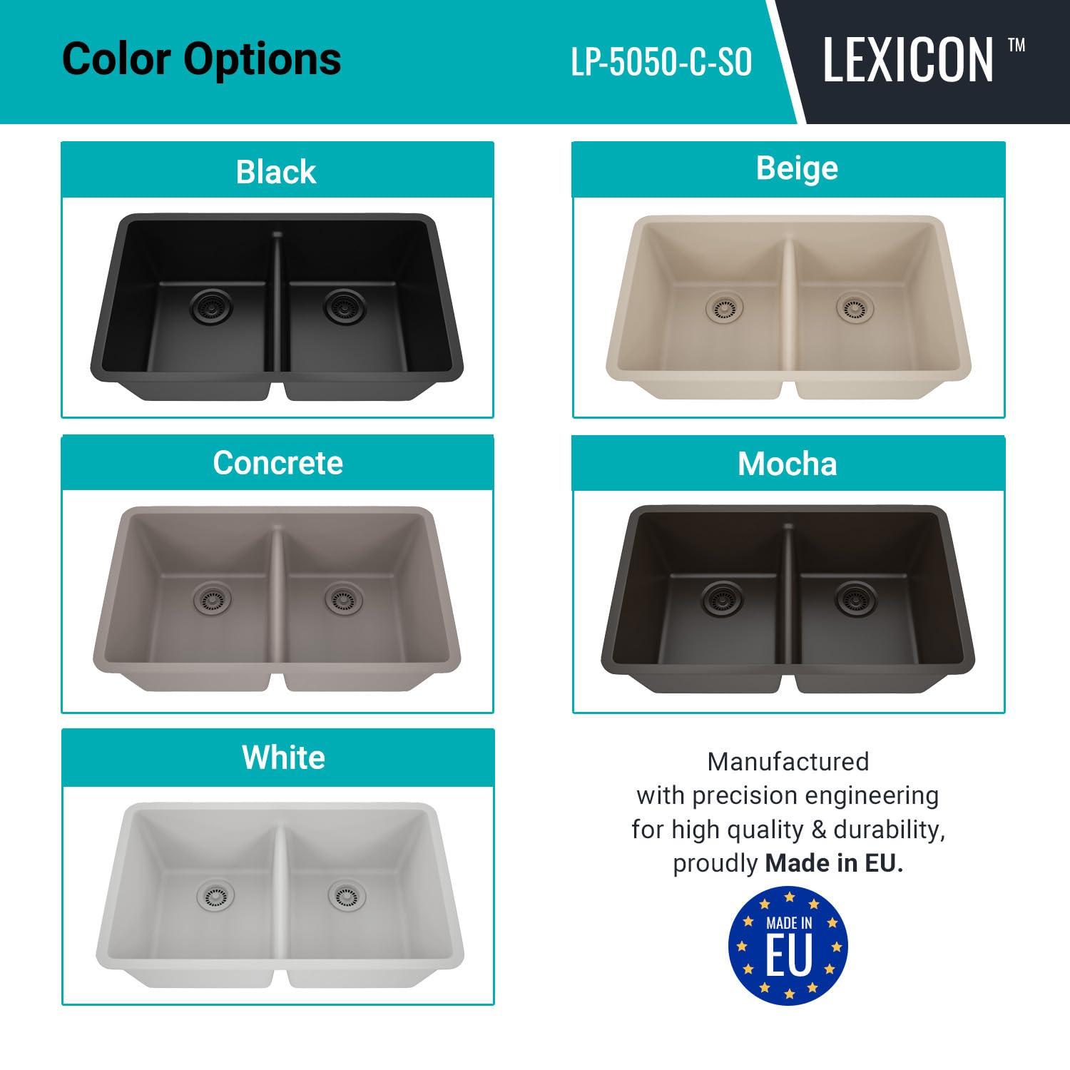 Lexicon Double Bowl Drop-in Stone Kitchen Sink, 32" x 19"