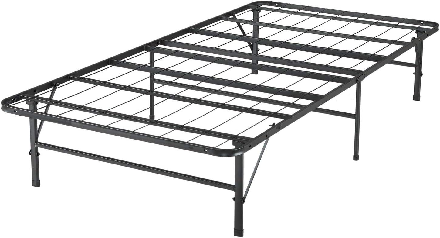 14" Foldable Metal Platform Bed Frame - Mattress Foundation - Box Spring Replacement by Naomi Home-Bed Size: Twin XL, Color: Black