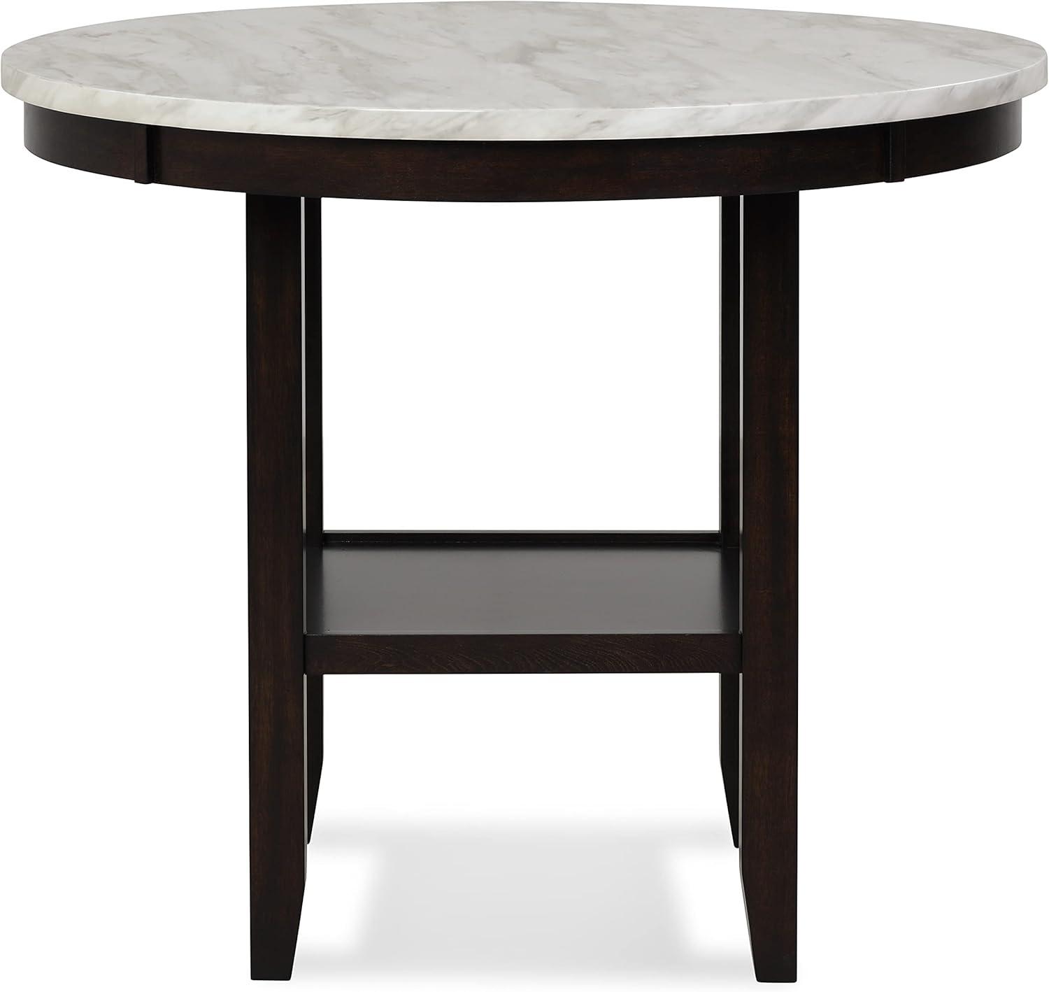 New Classic Furniture Celeste 42" Faux Marble Round Counter Table, Espresso