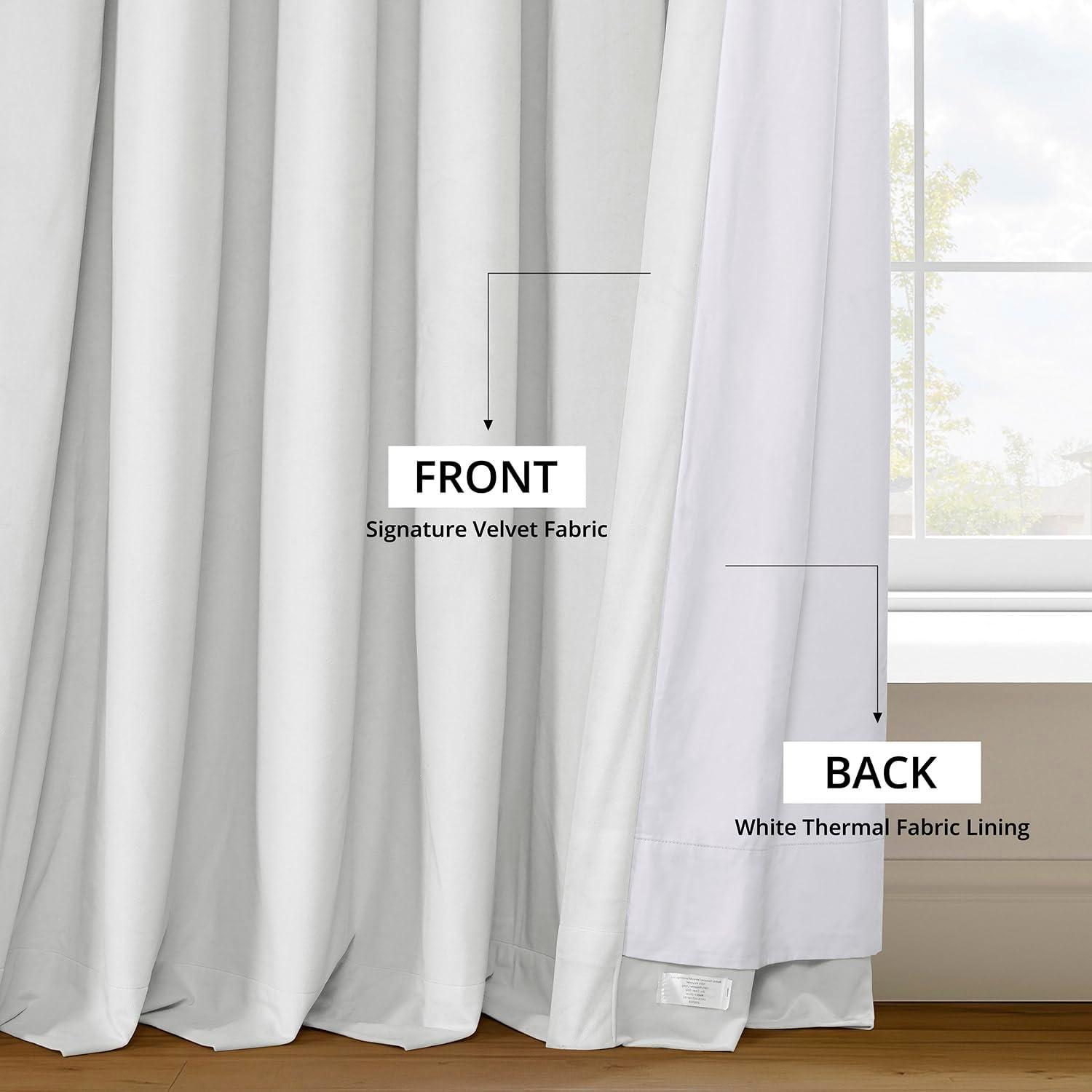 Exclusive Fabrics  Signature Extra Wide Blackout Velvet Curtain (1 Panel) Primary White 100 x 96 96 Inches
