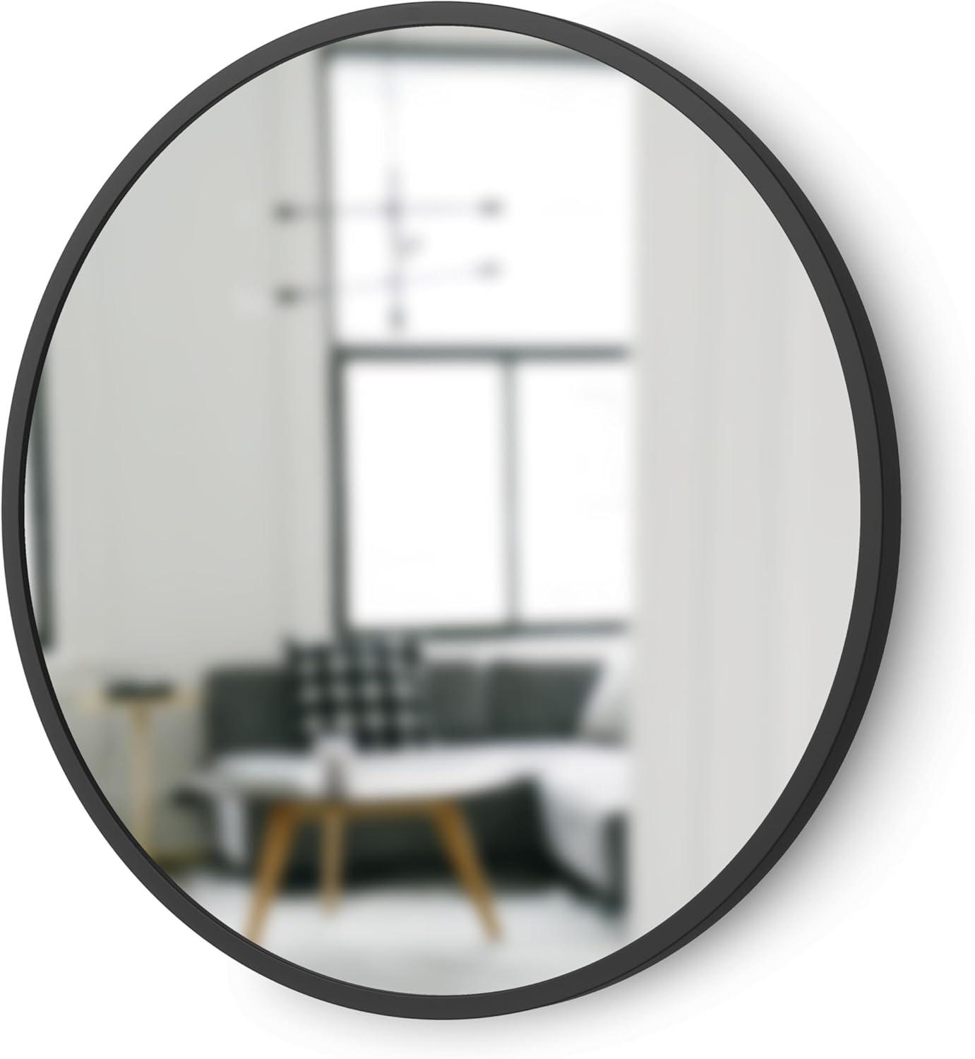 Umbra Hub 20" Industrial Black Rubber Round Wall Mirror