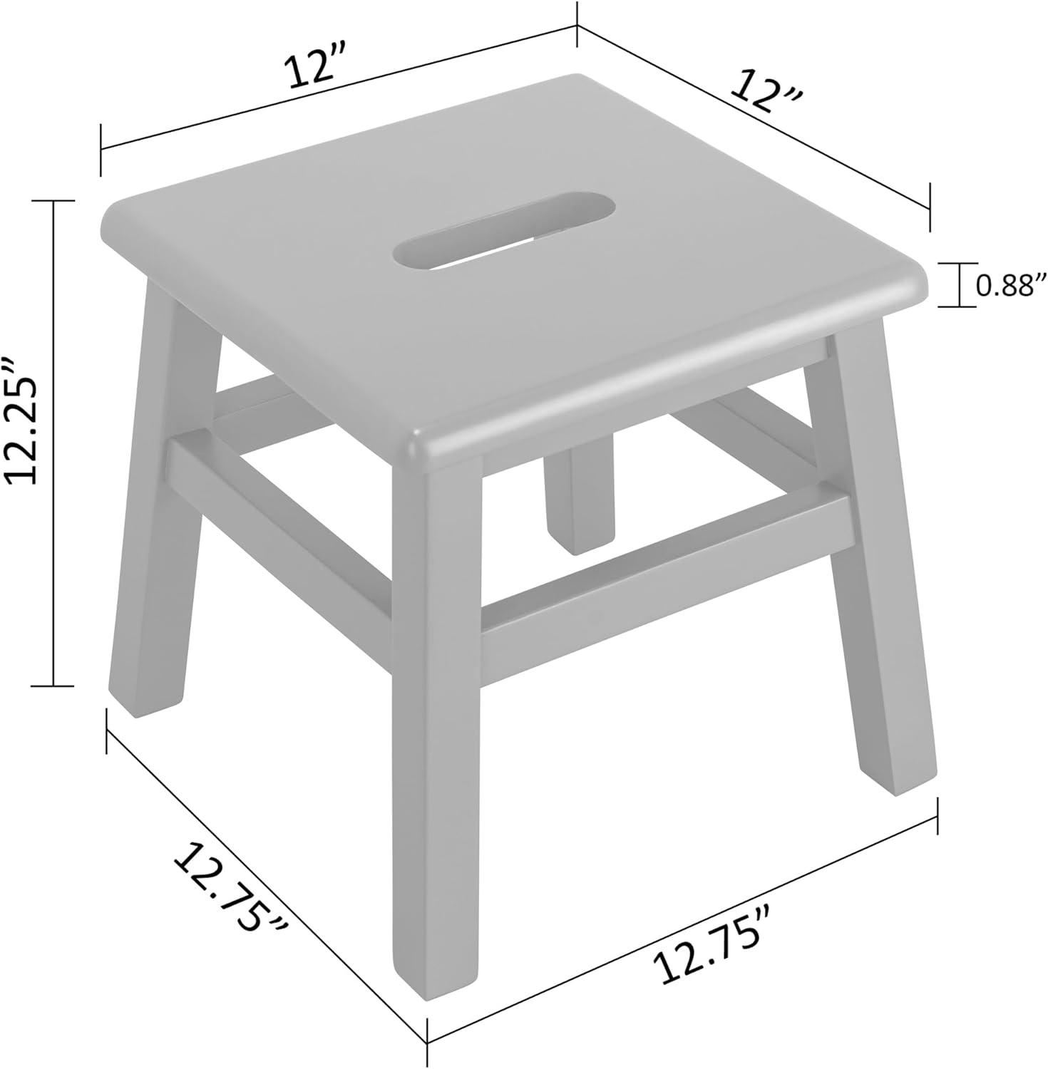 Natural Solid Hardwood 12.25" Step Stool for Kids and Adults