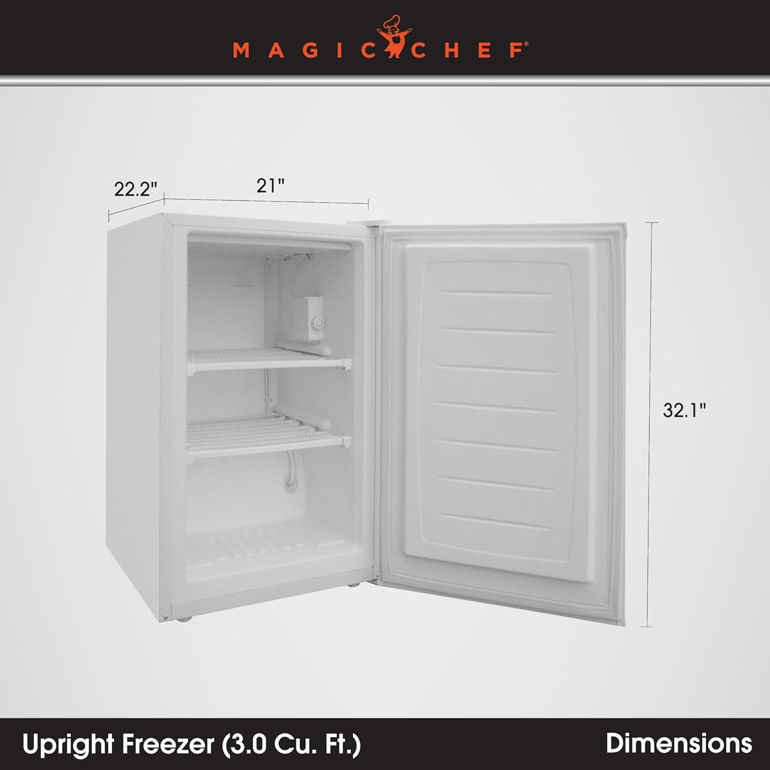 Magic Chef 3.0 Cu ft Upright Freezer, White (MCUF3W2)