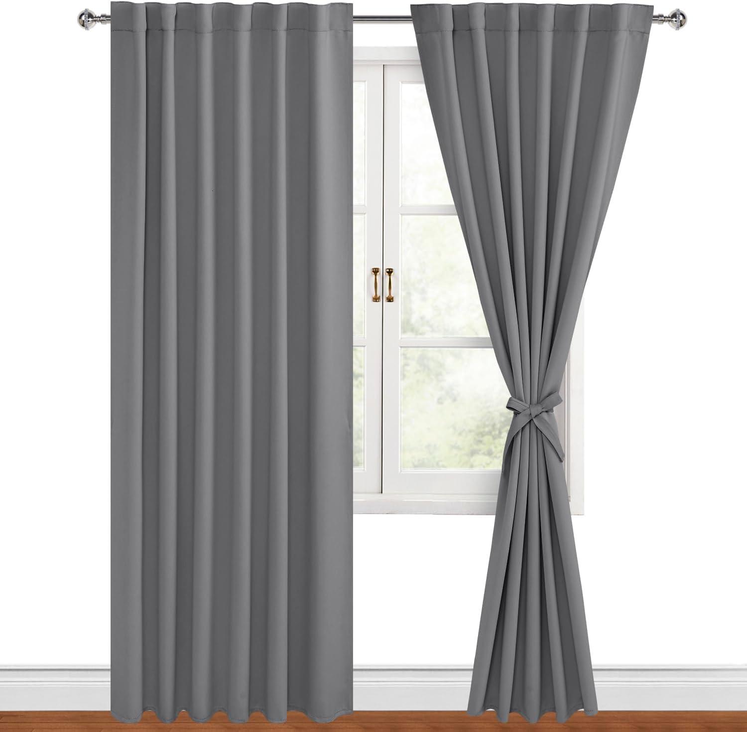 Adona Solid Color Room Darkening Blackout Grommet Curtain Panels (Set Of 2)