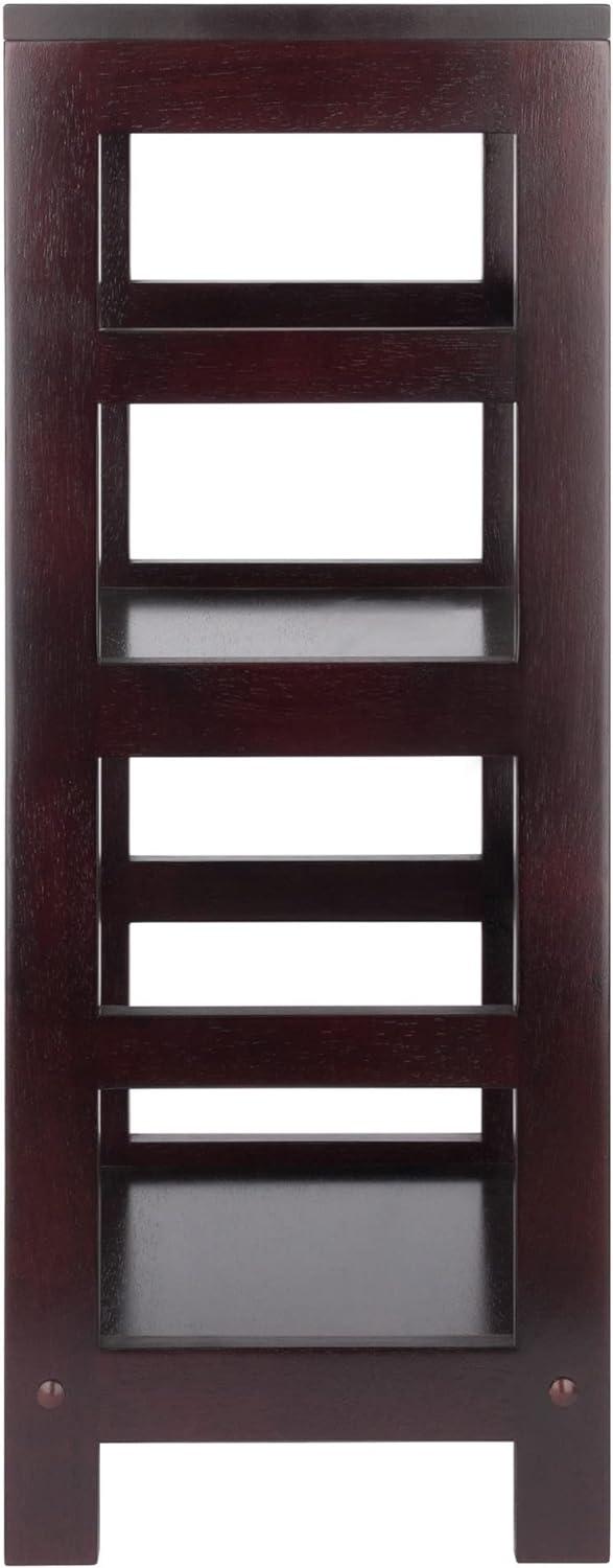 29.21" 2 Tier Leo Shelf Storage or Bookshelf Narrow Espresso Finish - Winsome: Mid-Century Modern, Wood Composite, Metal Hardware