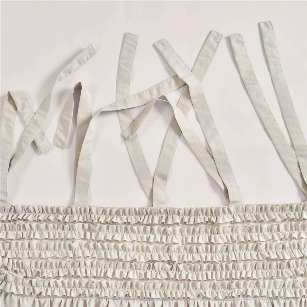 Lush Decor Lydia Ruffle 84" X 40" Solid Neutral Tie-Top Pair Window Panel