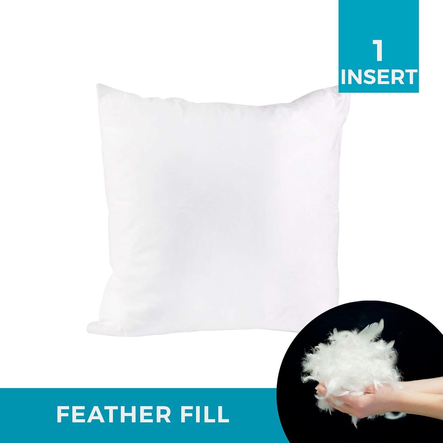 White 20" x 20" Feather Pillow Insert with Cotton Shell