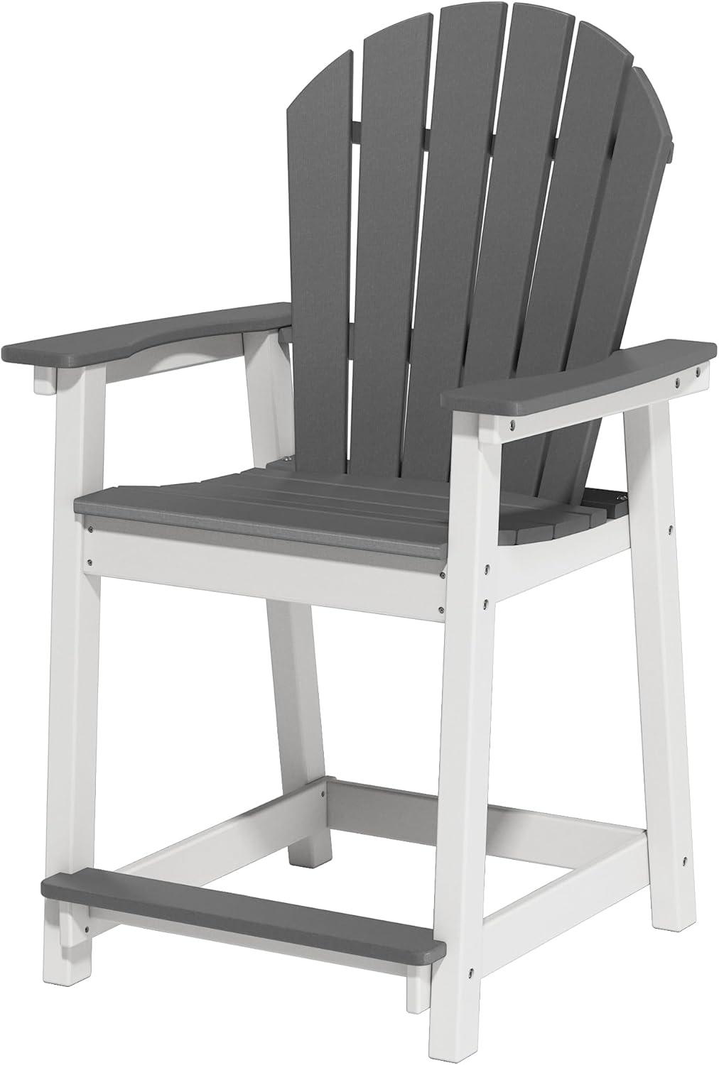 Outdoor Tall Adirondack Chair, Patio Bar Stool Chair with High Back, 400lbs, Widened Arms, All-Weather Balcony Chair for Backyard, Garden, Yard (1 PC)