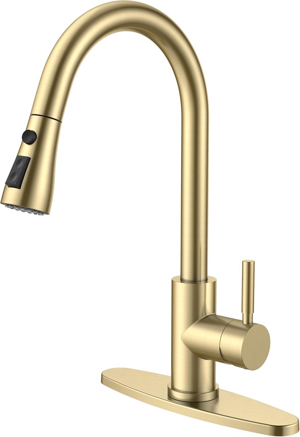 GAGALIFE Single Handle Pull Down Sprayer Kitchen Faucet High Arc Stainless Steel Faucet with 3-Function Sprayer JJL-CL-PT-SDP-G