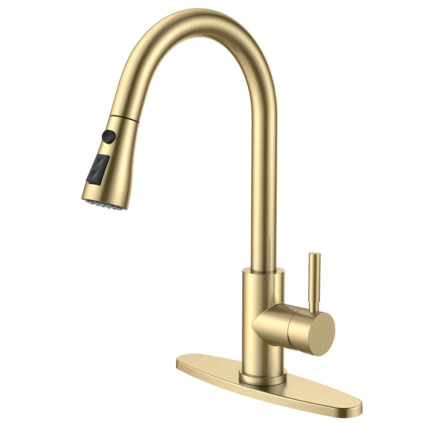 GAGALIFE Single Handle Pull Down Sprayer Kitchen Faucet High Arc Stainless Steel Faucet with 3-Function Sprayer JJL-CL-PT-SDP-G