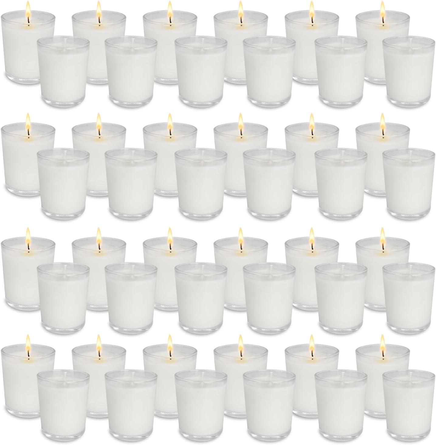 The Party Aisle™ Stonebriar Unscented Votive Candle with Glass Holder (Set of 48)