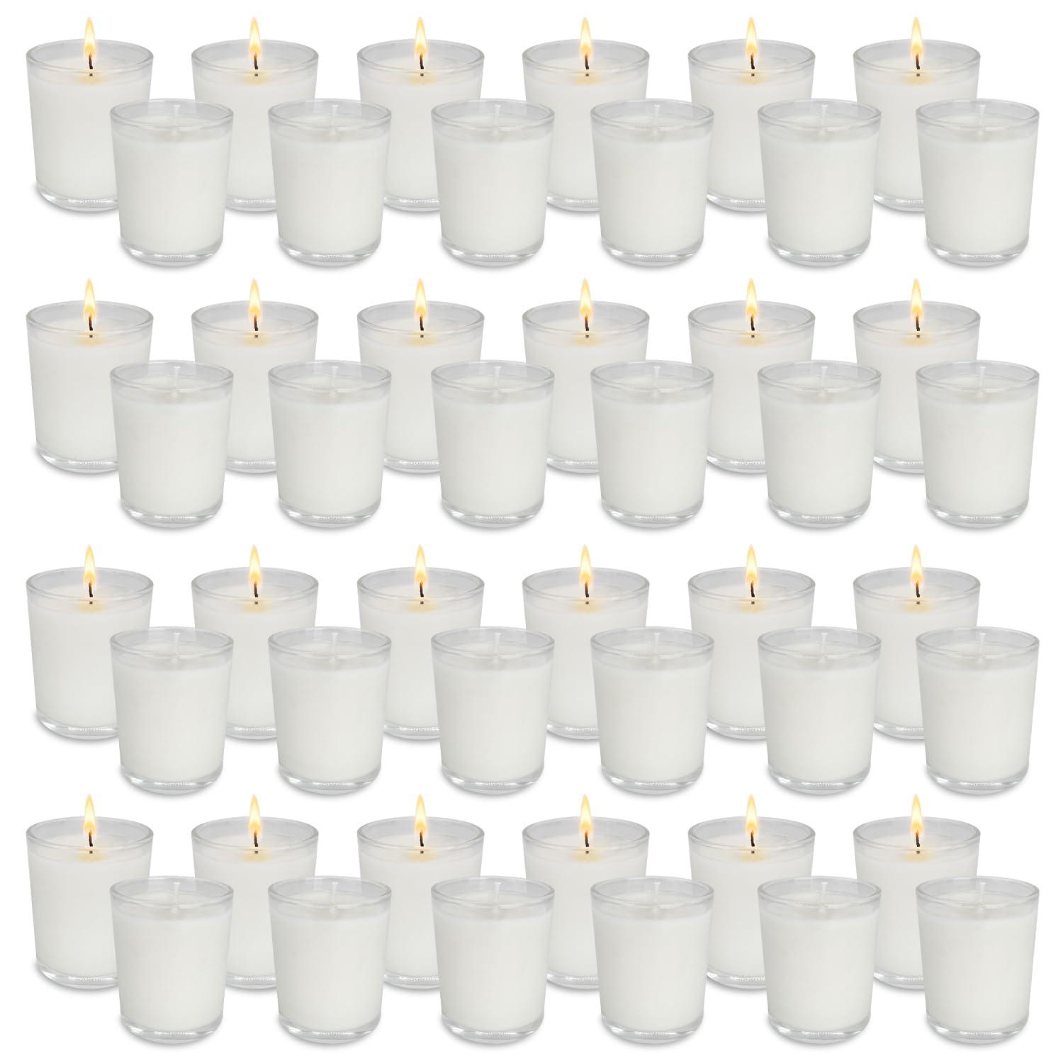 The Party Aisle™ Stonebriar Unscented Votive Candle with Glass Holder (Set of 48)