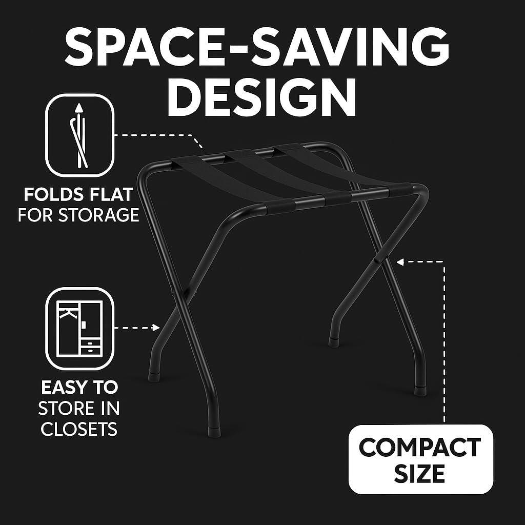 USTECH USTECH Luggage Rack-Double Tier, Assembled, Chrome, Storage Organizer, Pack of 1,