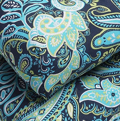 2pc OutdoorWicker Seat Cushion Set - Navy/Turqouise/Paisley - Pillow Perfect: Weather-Resistant, Tufted, Polyester Fiber Fill