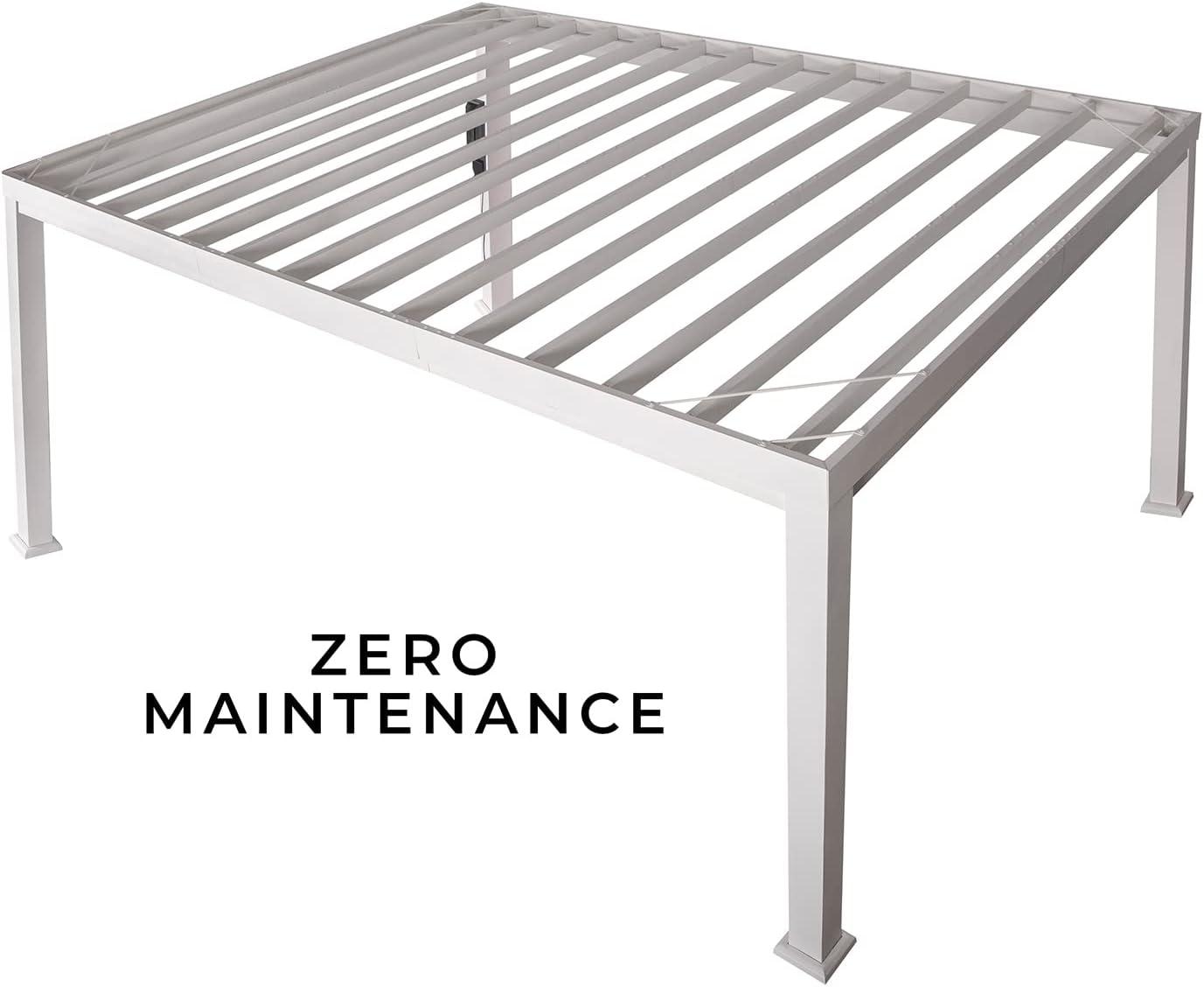 Backyard Discovery Backyard Discovery Windham 14' x 10' Modern Galvanized Steel Outdoor Patio Pergola Kit with Shade Sail Canopy and PowerPort