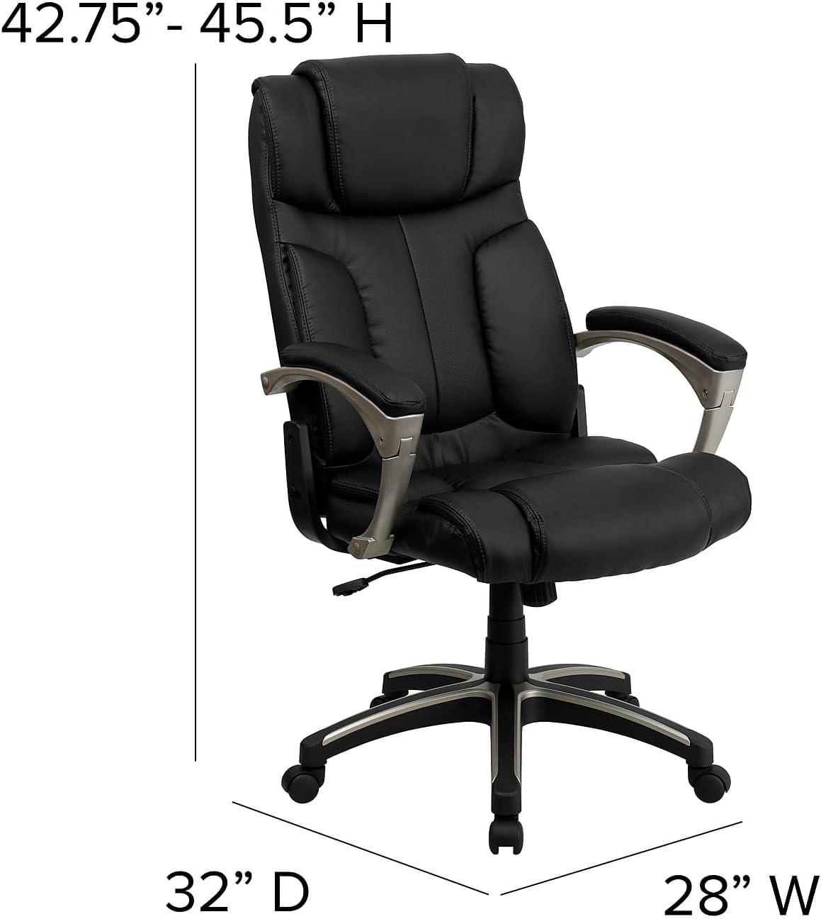 Flash Furniture Hansel High Back Folding Black LeatherSoft Executive Swivel Office Chair with Arms