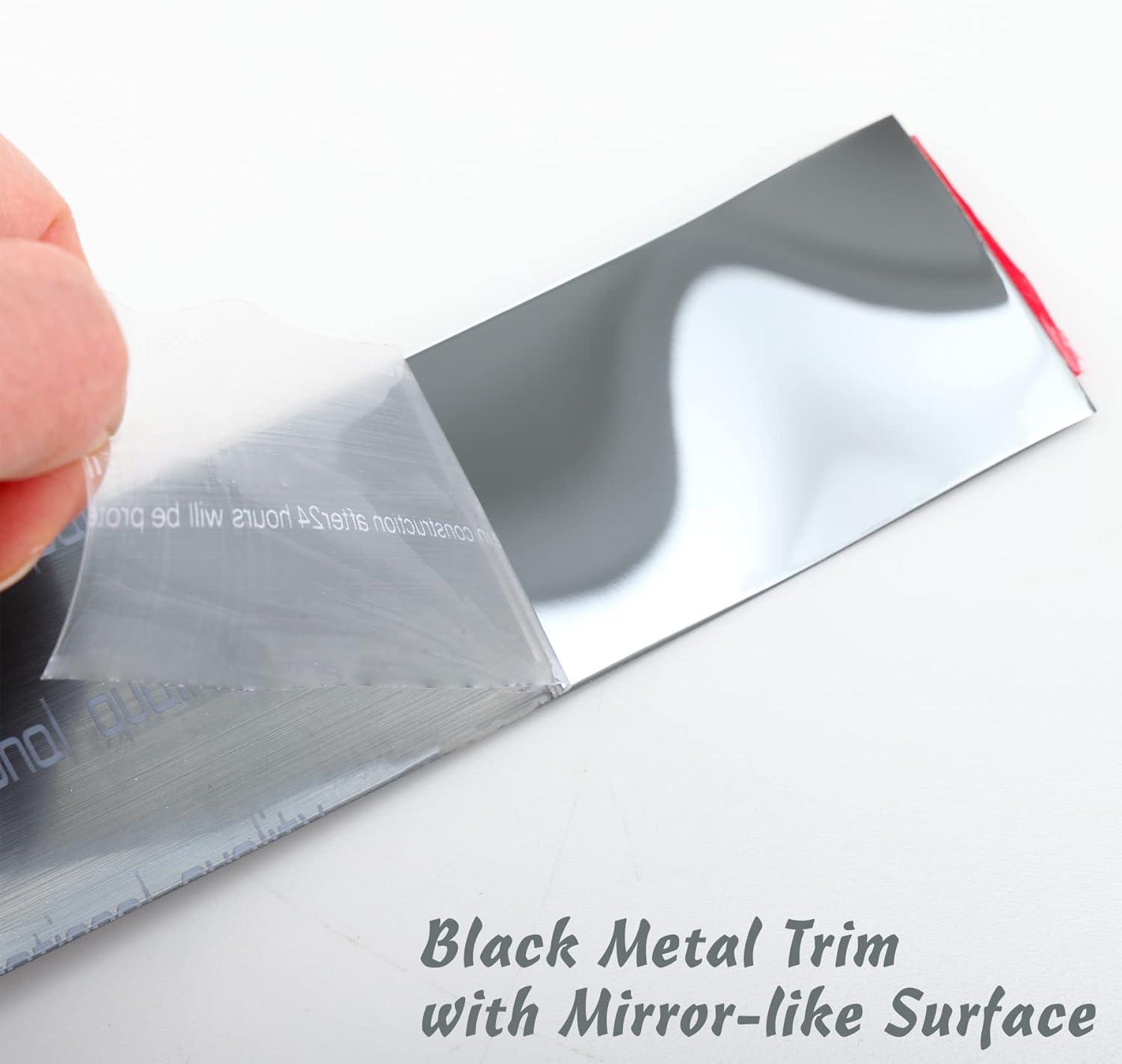 Stainless Steel Wall Molding Trim Peel and Stick, Flexible Self-Adhesive Metal Trim for Ceiling, Mirror Frame and More, Mirror-Like Finish Metallized Silver