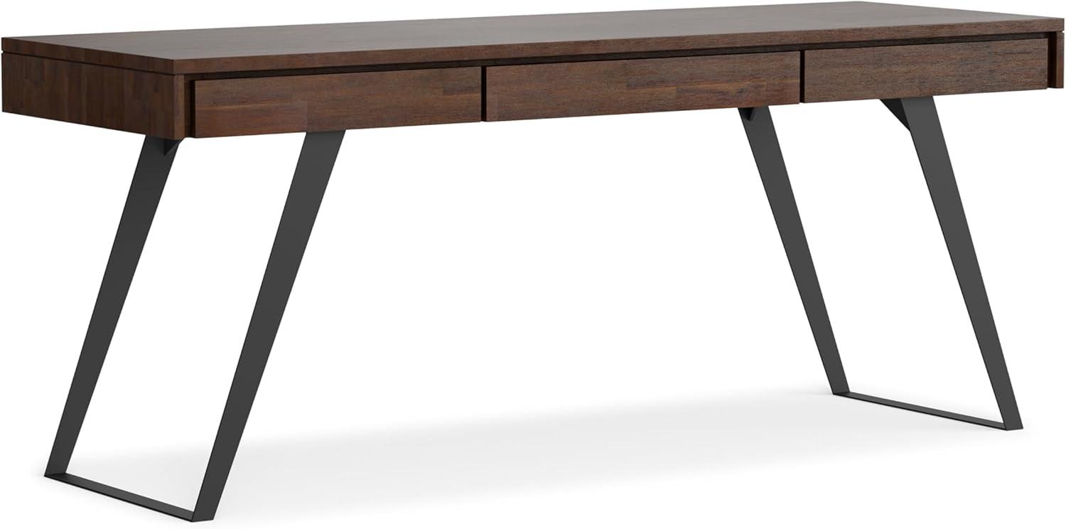 Simpli Home Lowry Solid Acacia Wood Desk, Industrial Style with Keyboard Tray and 2 Drawers