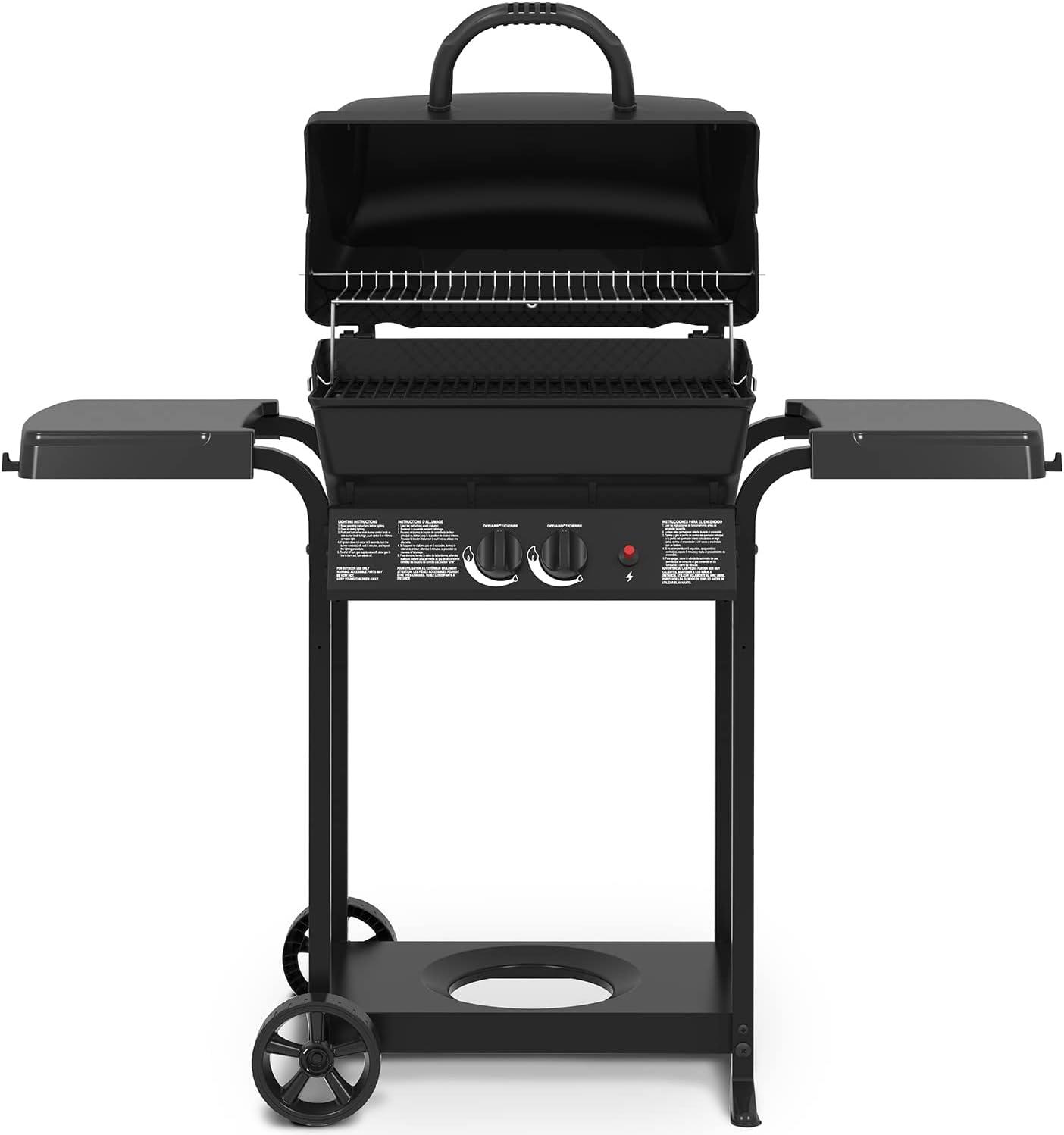 Black 2-Burner Liquid Propane Gas Grill with Steel Frame