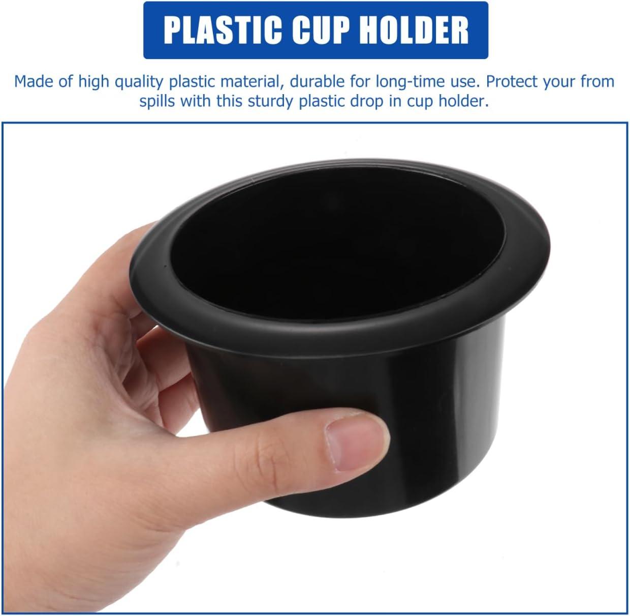 Black Plastic Drop-In Cup Holder Insert for Sofa, Boat, RV, and Car