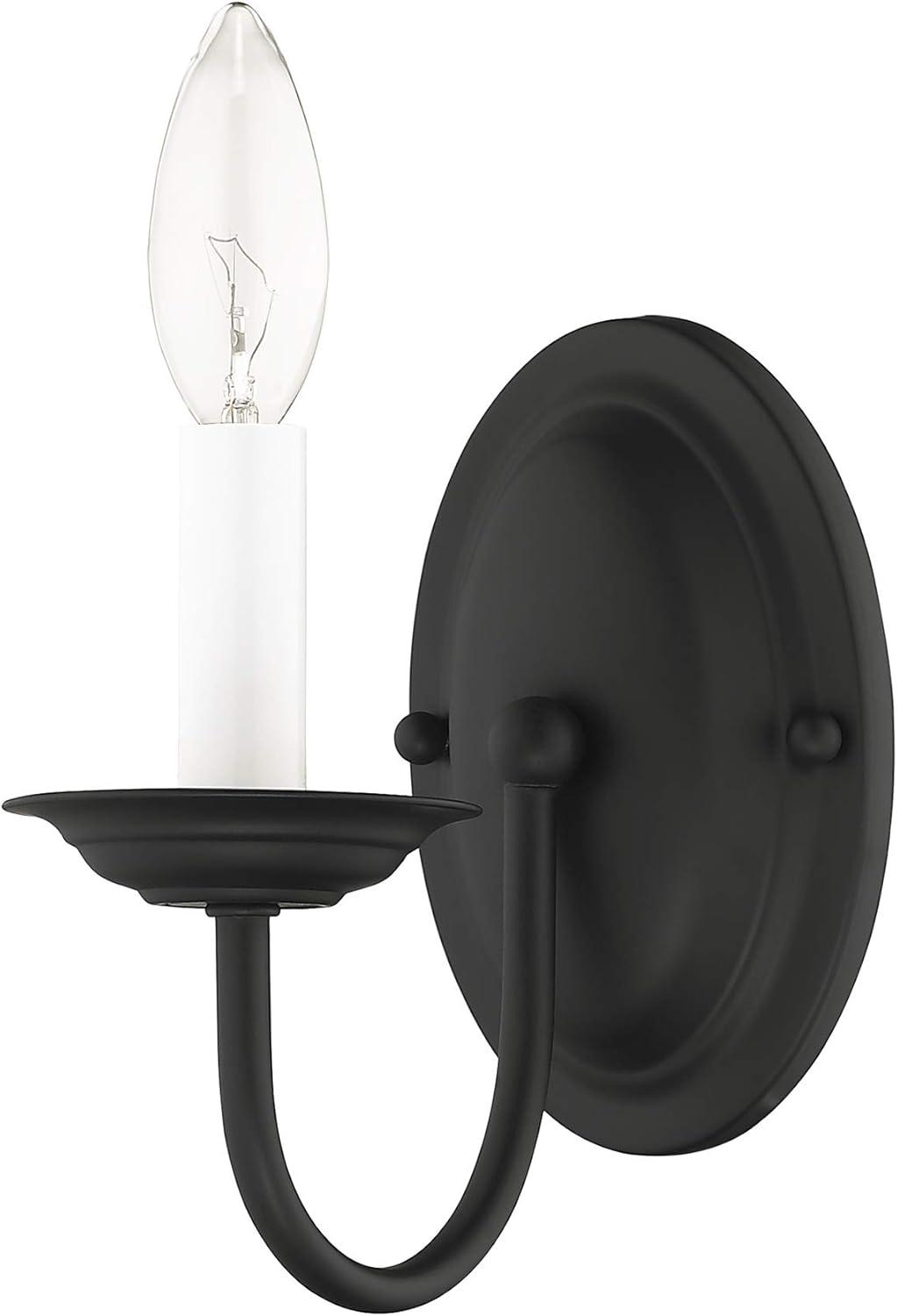 Sleek Black Dimmable Vanity Wall Sconce, Direct Wired, 7" Height