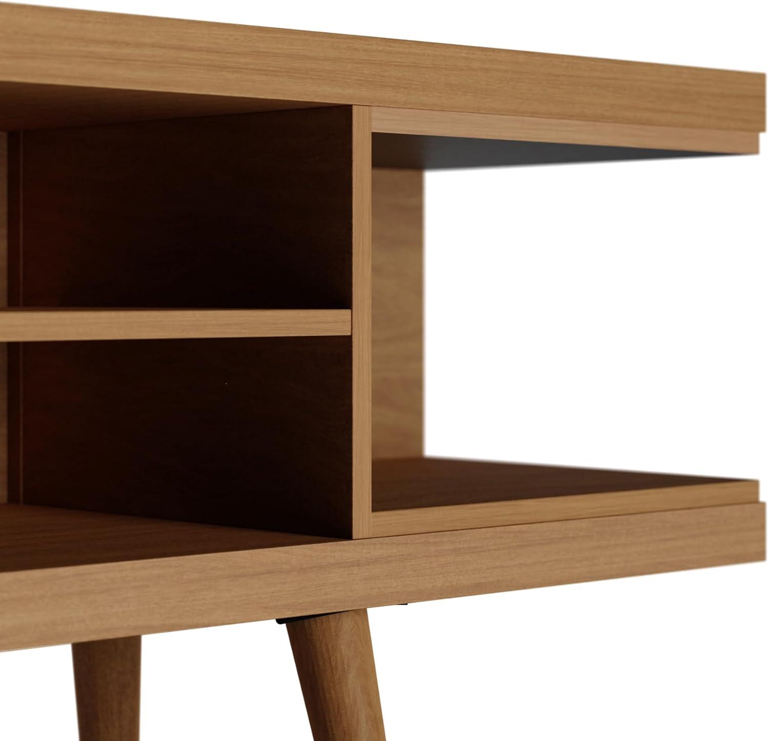 Maple Cream Mid-Century Modern TV Stand with Graduated Legs