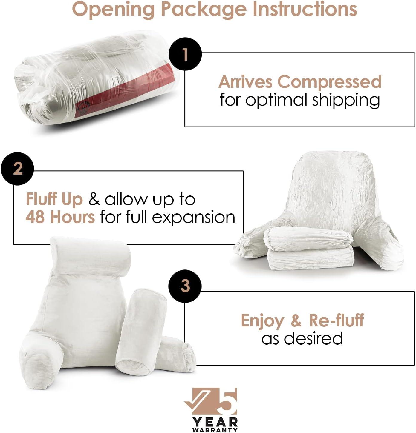 Nestl Reading Pillow with Shredded Memory Foam Includes 2 Neck and Lumber Support Pillows, Designed for Sitting Up in Bed and Couch, Back and Arms Adjustable Support for Adult & Teens, Red