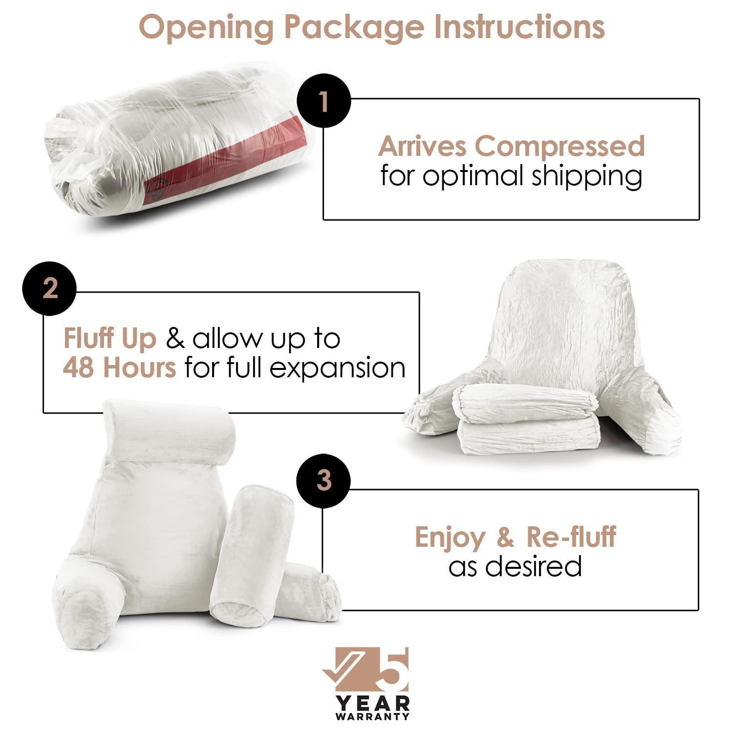 Nestl Reading Pillow with Shredded Memory Foam Includes 2 Neck and Lumber Support Pillows, Designed for Sitting Up in Bed and Couch, Back and Arms Adjustable Support for Adult & Teens, Red