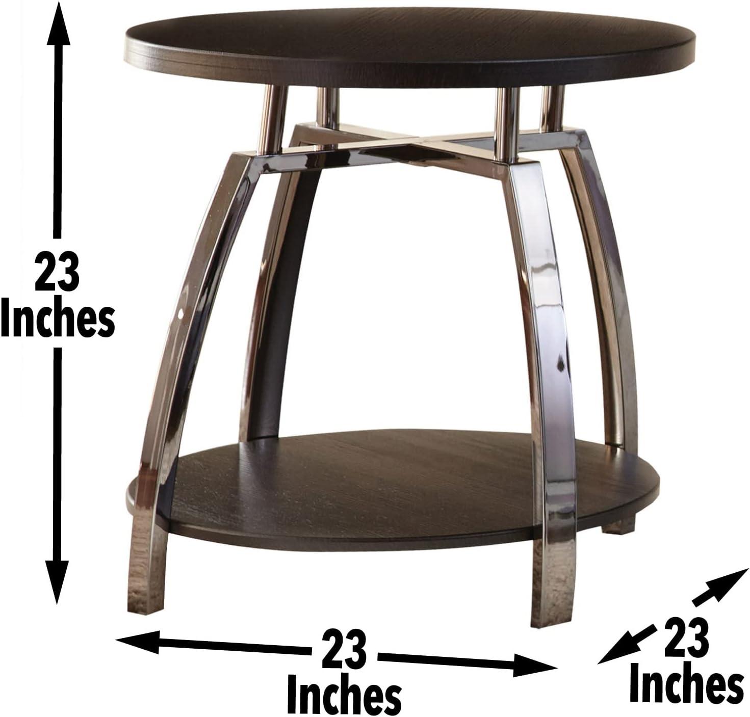 Steve Silver Coham Modern 23" Round Wood End Table, Brown