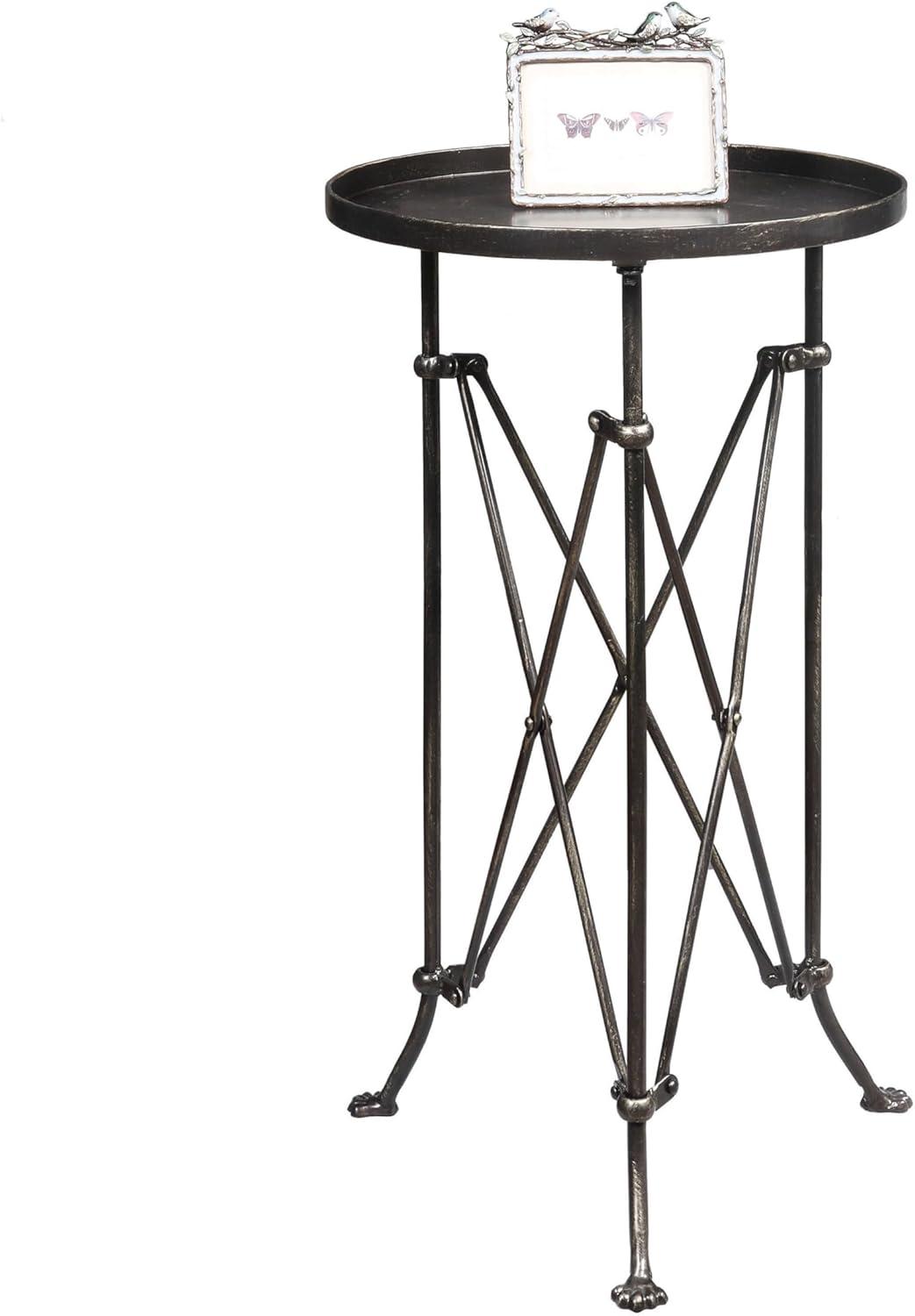 14.25" Round Tray-Style Metal Accent Table