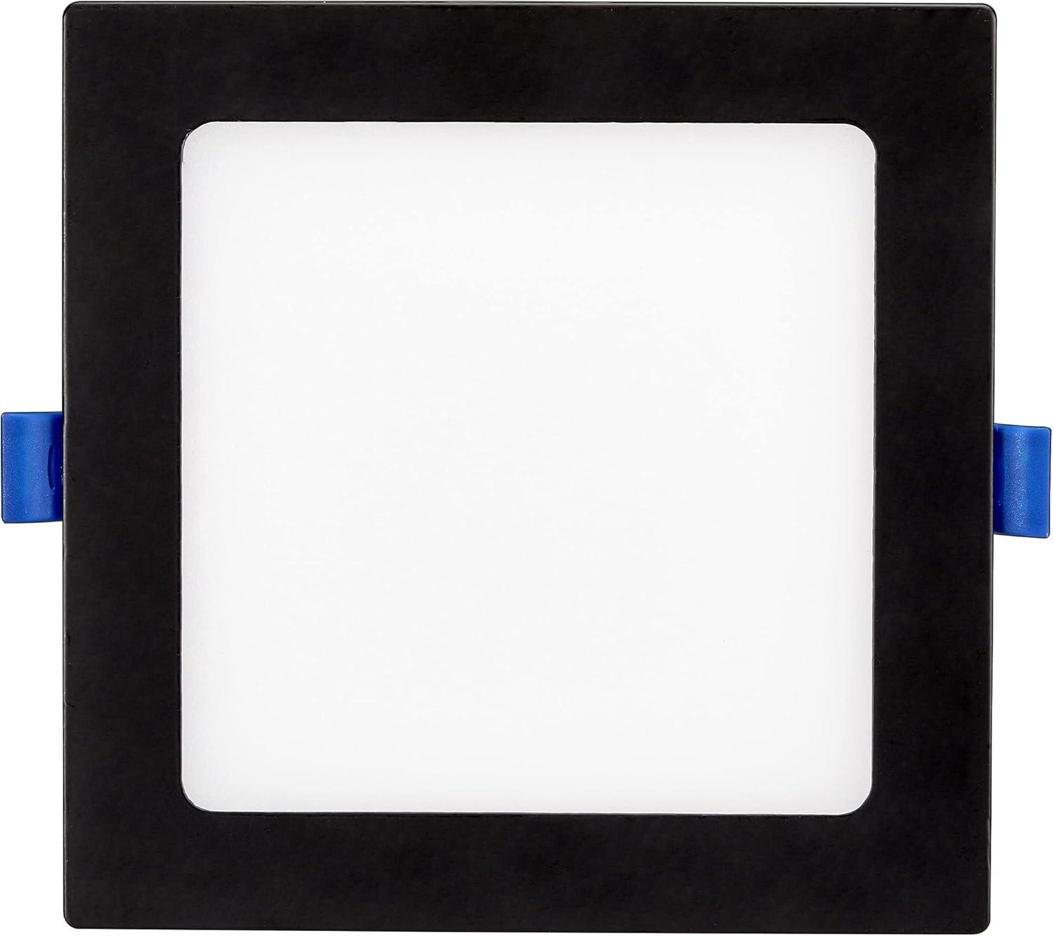 Maxxima 6 in. Square Ultra Thin Recessed LED Downlight 1000 Lumens, Black Trim, Color Selectable 2700K/3000K/3500K/4000K/5000K, Canless IC Rated, Slim, Dimmable, J-Box Included