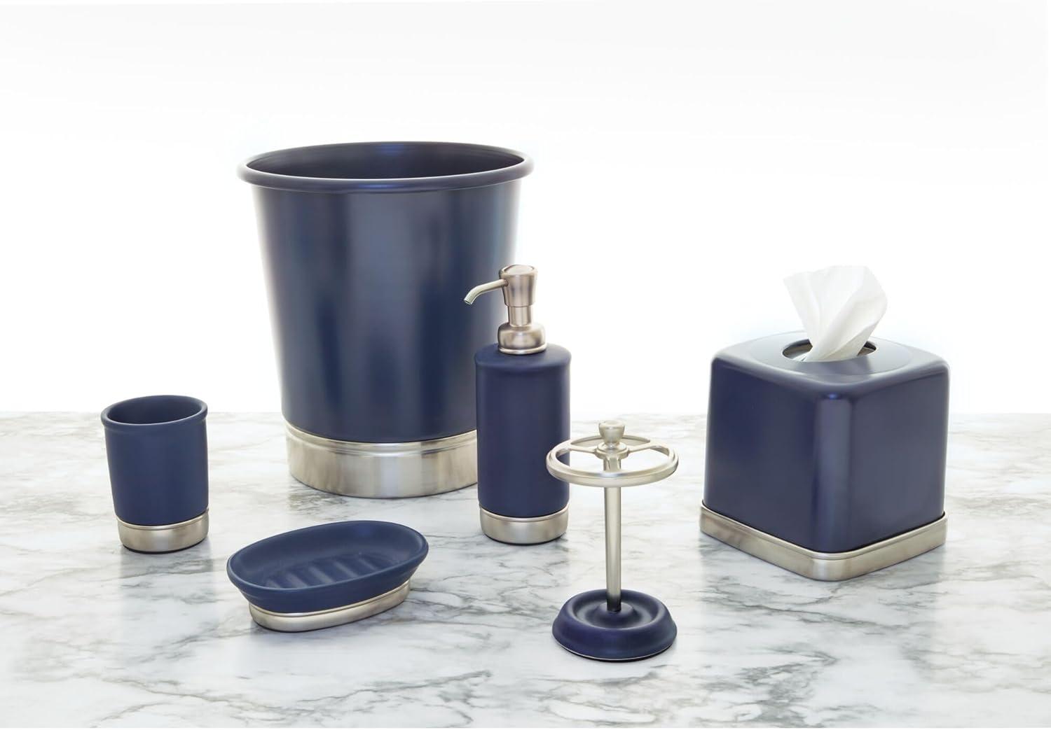 iDesign Ceramic and Steel Hand Refillable Liquid Soap Dispenser - Matte Navy & Brushed Nickel