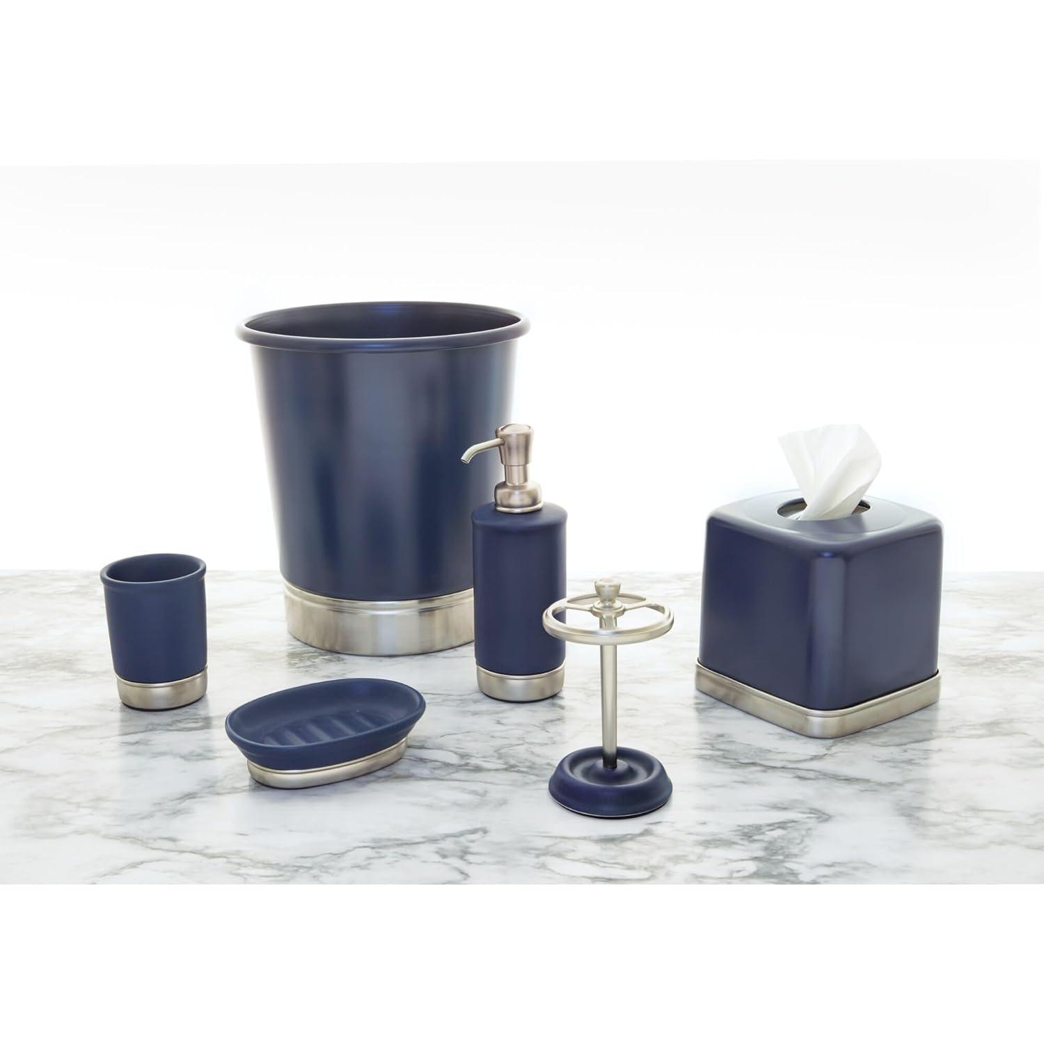 iDesign Ceramic and Steel Hand Refillable Liquid Soap Dispenser - Matte Navy & Brushed Nickel