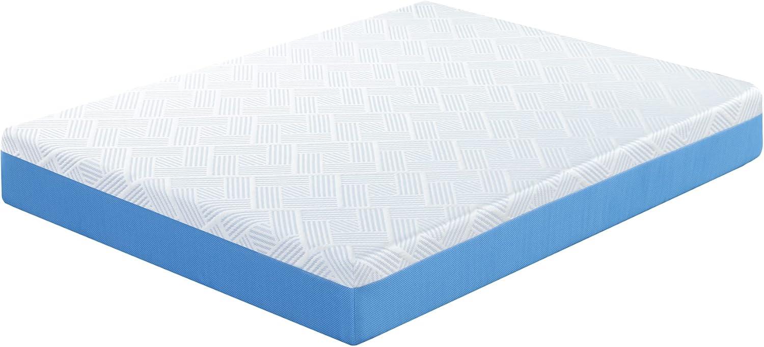 Twin 10-Inch Blue Gel Memory Foam Mattress with Silk Cover