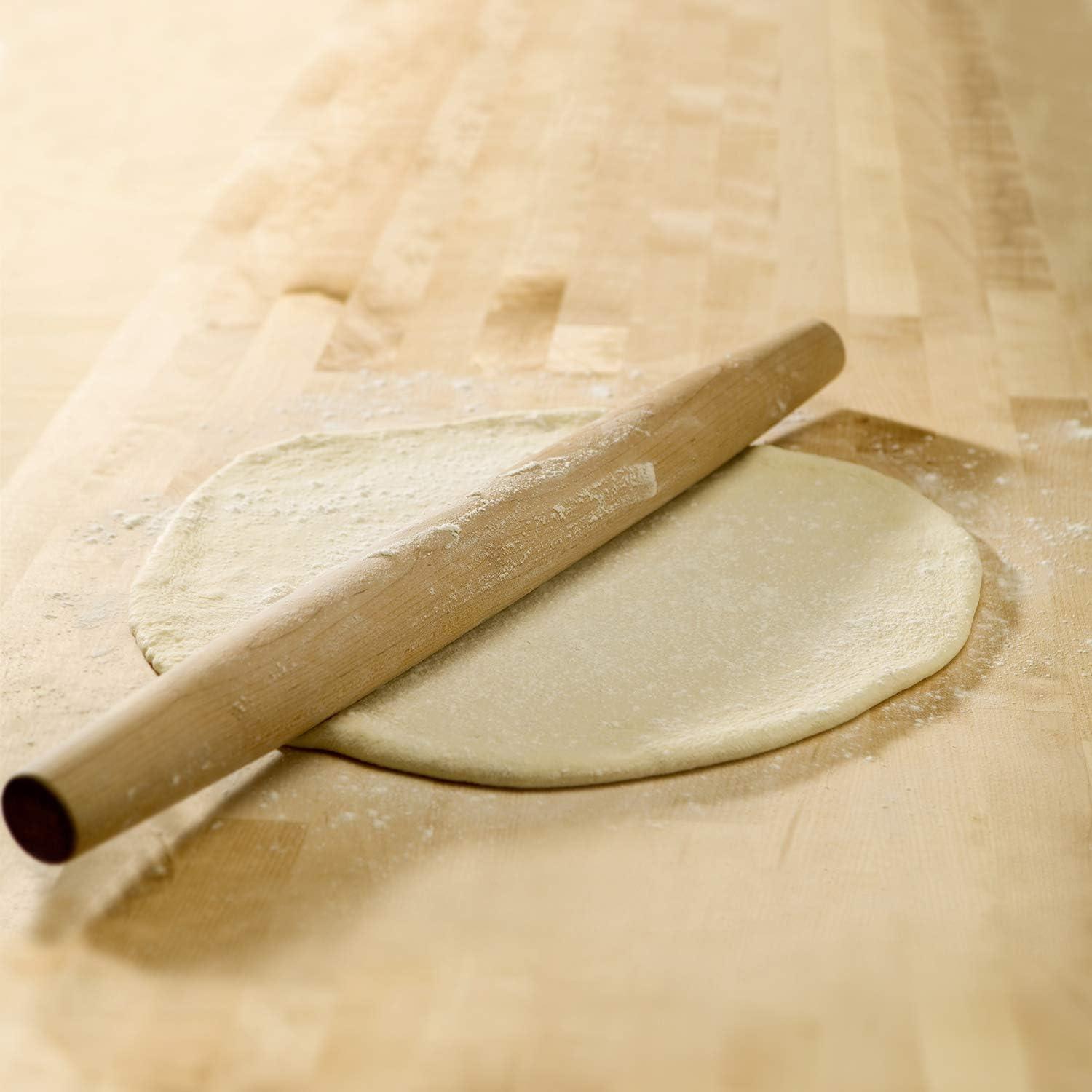 French Rolling Pin (17 Inches) –WoodenRoll Pin for Fondant, Pie Crust, Cookie, Pastry, Dough –Tapered Design & Smooth Construction - Essential Kitchen Utensil