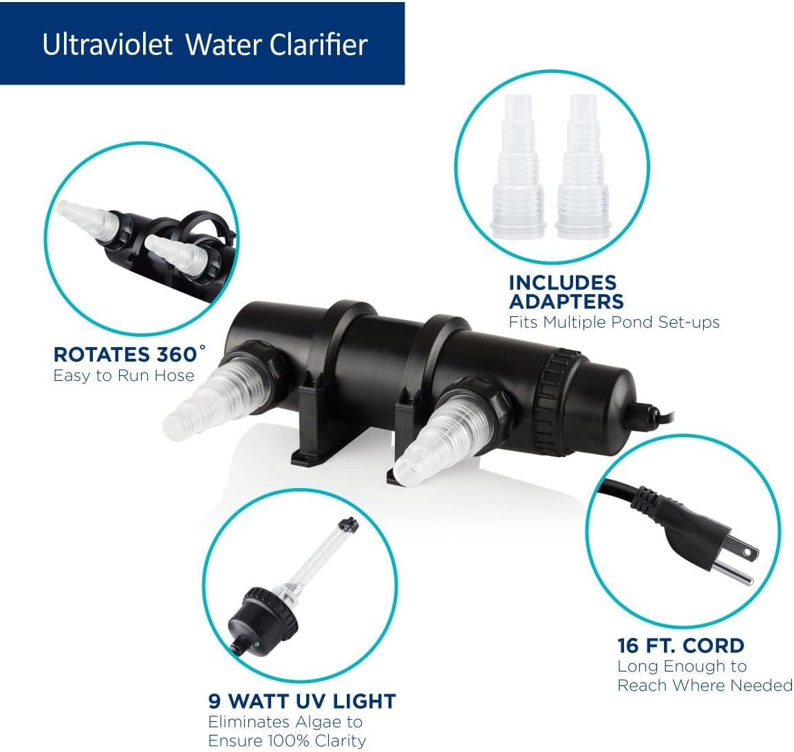 9Watt UV Clarifier Black - Alpine Corporation: ABS Material, Outdoor Fountain Accessory, 1 Year Warranty