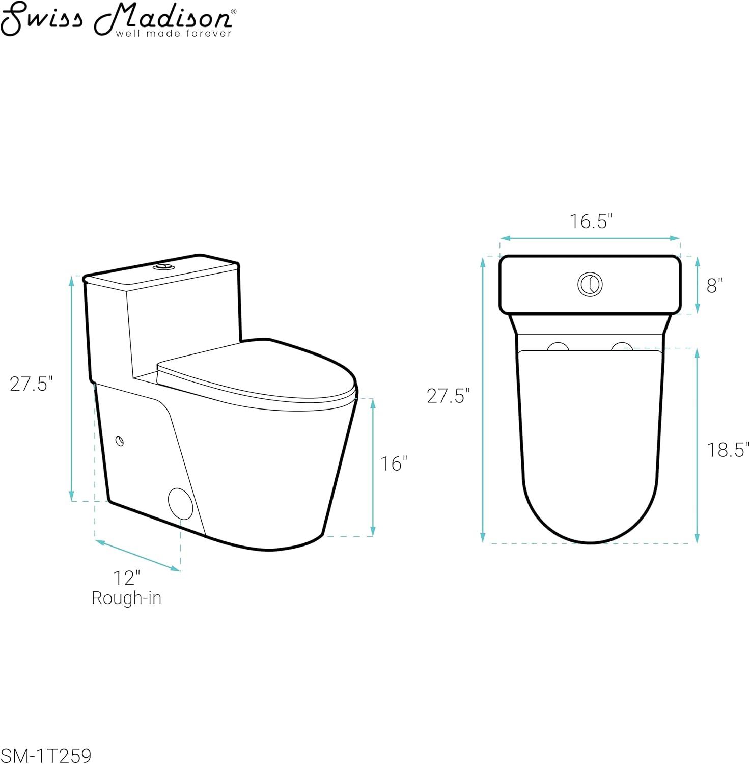 Arles One-Piece Elongated Toilet Vortex Dual-Flush 0.8/1.18 gpf