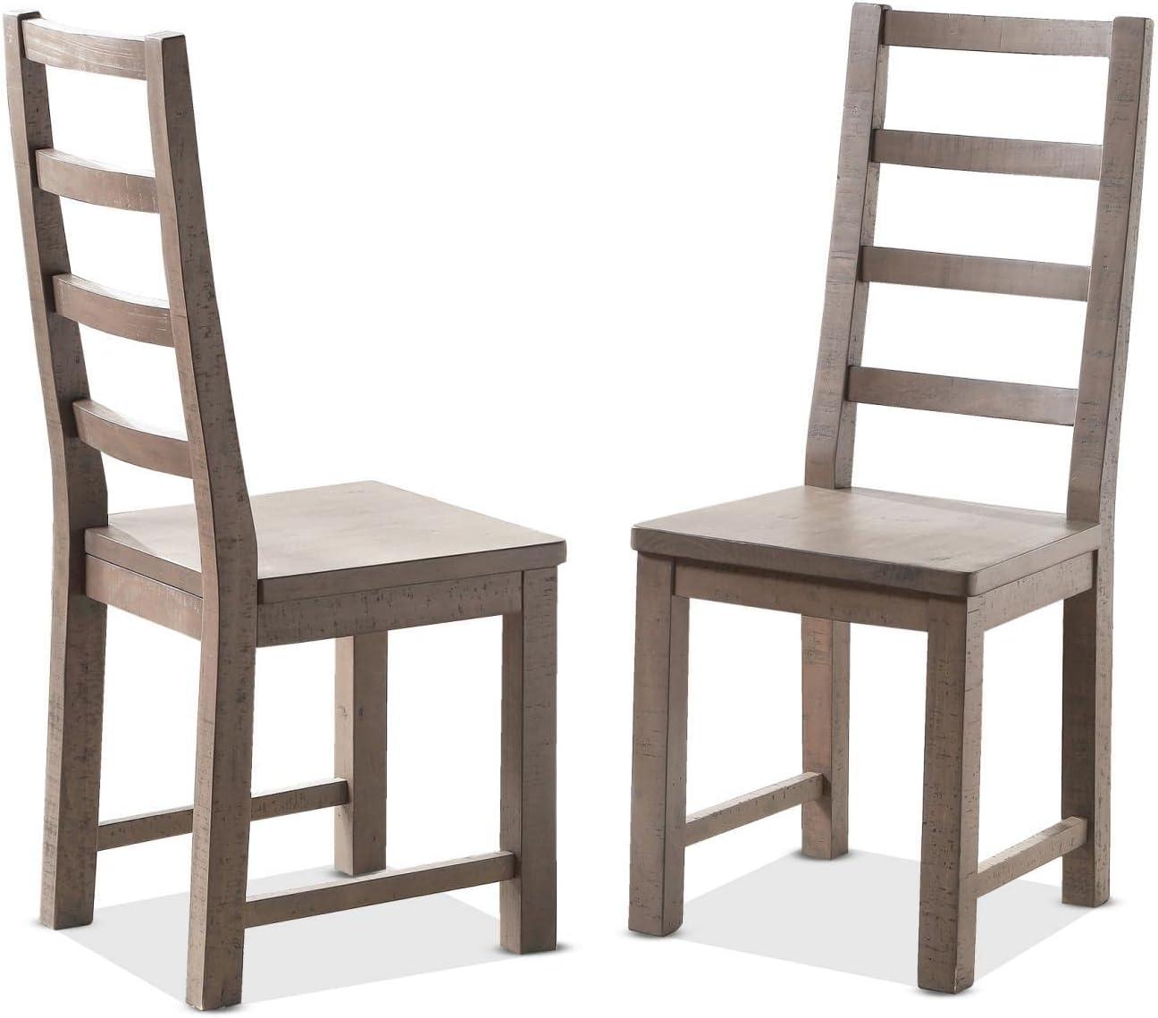 Weathered Gray Ladderback Solid Wood Side Chairs, Set of 2