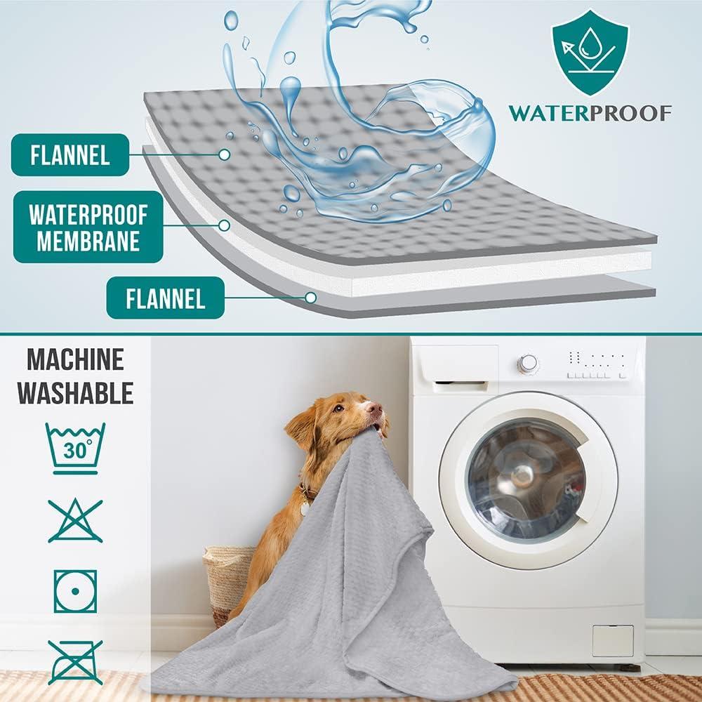 PetAmi Waterproof Dog Blanket, Leakproof Puppy Blanket for Small Medium Dogs, Furniture Sofa Couch Cover Protector, Fleece Pet Throw Indoor Cat Kitten, Reversible Washable Soft Plush, 29x40 Light Gray