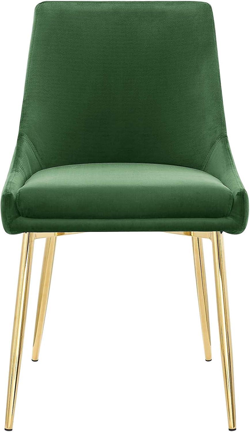 Low Parsons Side Chair in Gold Emerald Velvet with Wood & Metal