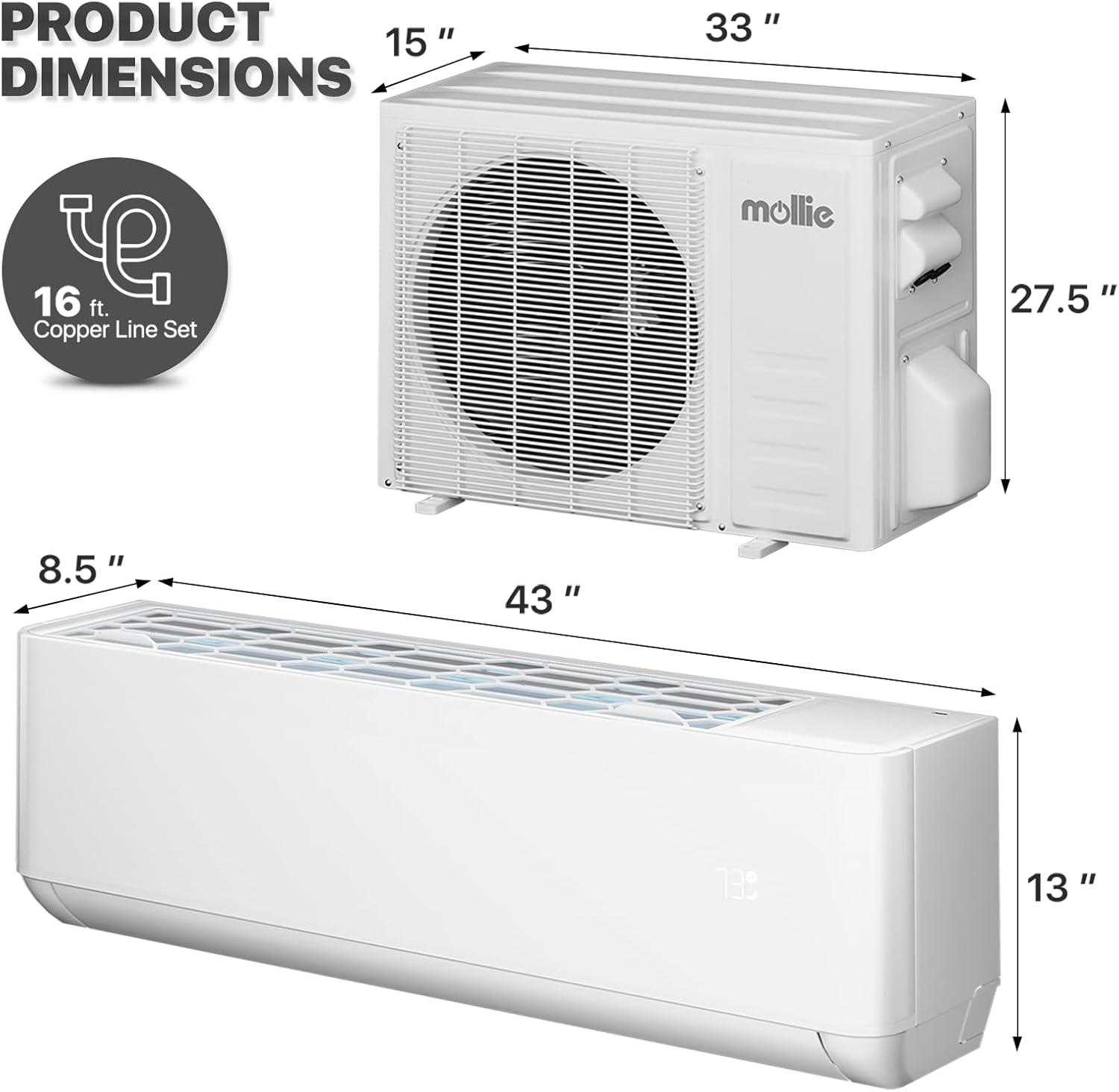 18000 BTU Smart Control Air Conditioner for 3300 Square Feet with Heater and Remote Included