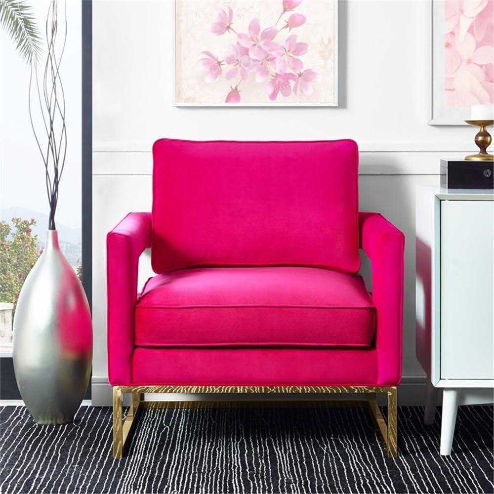 TOV Furniture Avery Pink Velvet Chair with Gold Base