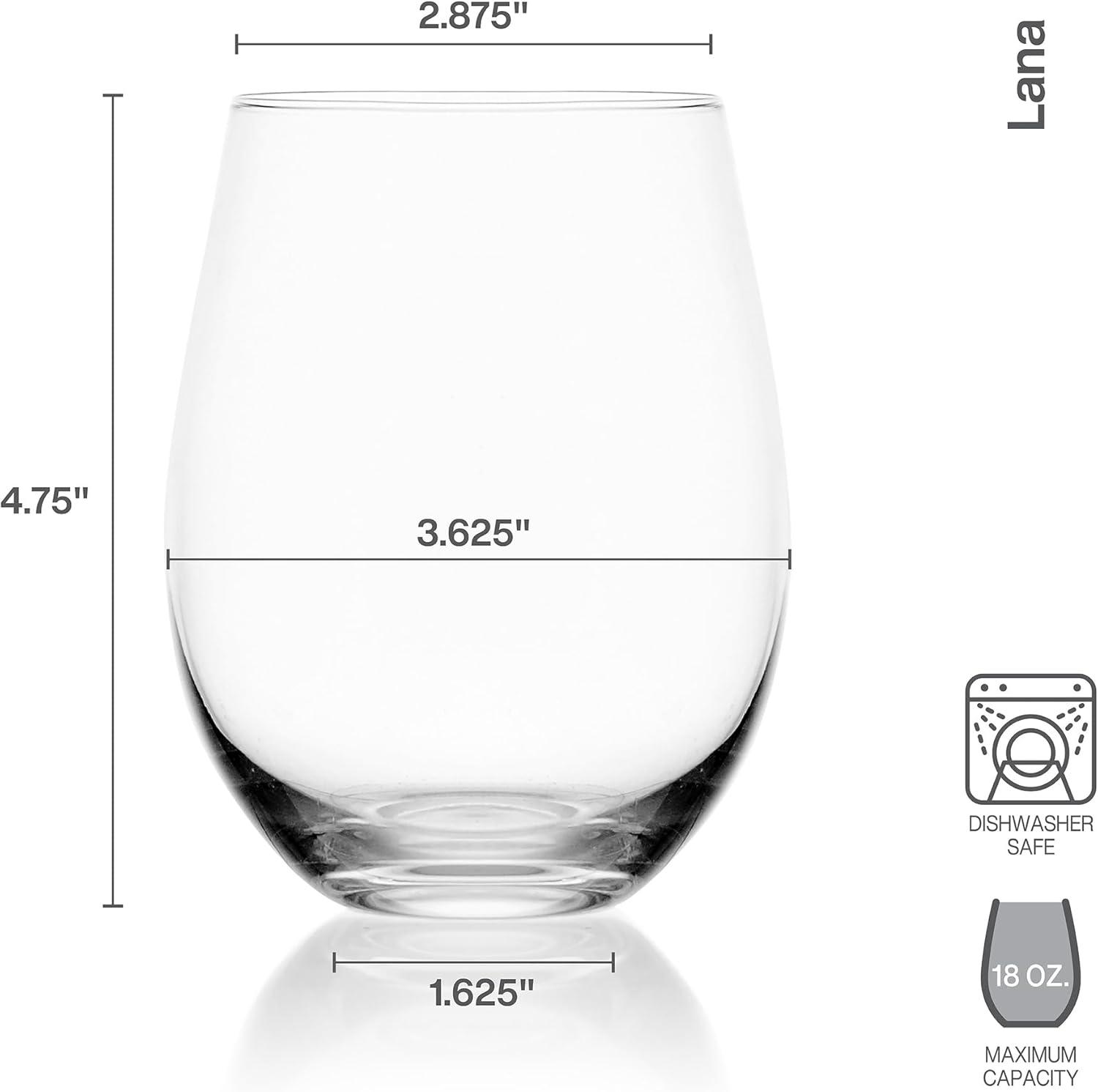 Lana Clear Lead-Free Crystal Stemless Wine Glasses, Set of 4